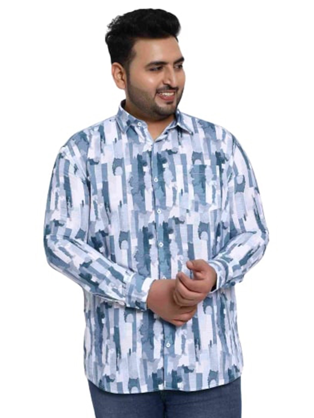 

Toodle Plus Comfort Opaque Abstract Printed Cotton Linen Casual Shirt, Blue