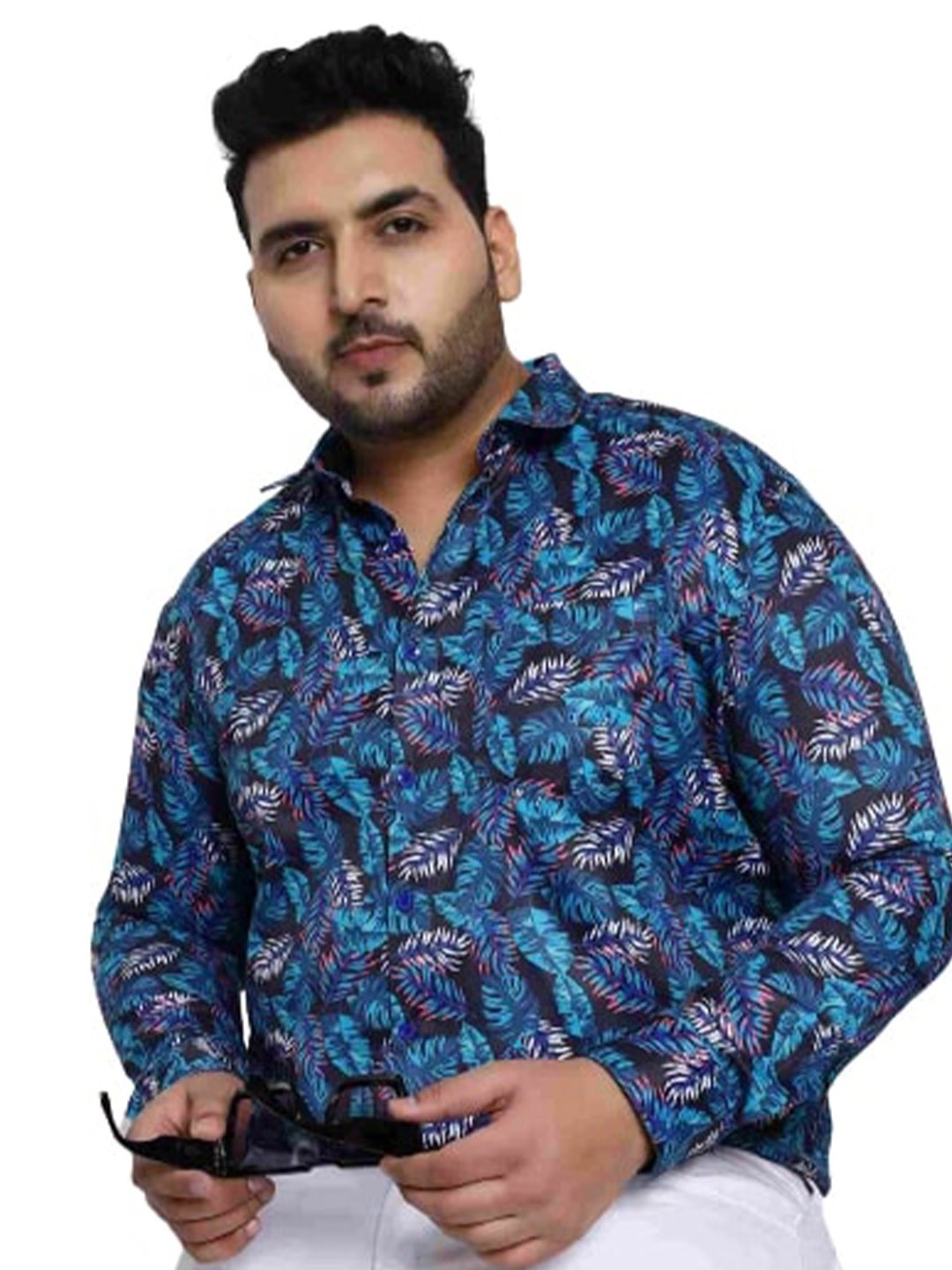 

Toodle Plus Comfort Floral Printed Opaque Casual Shirt, Blue
