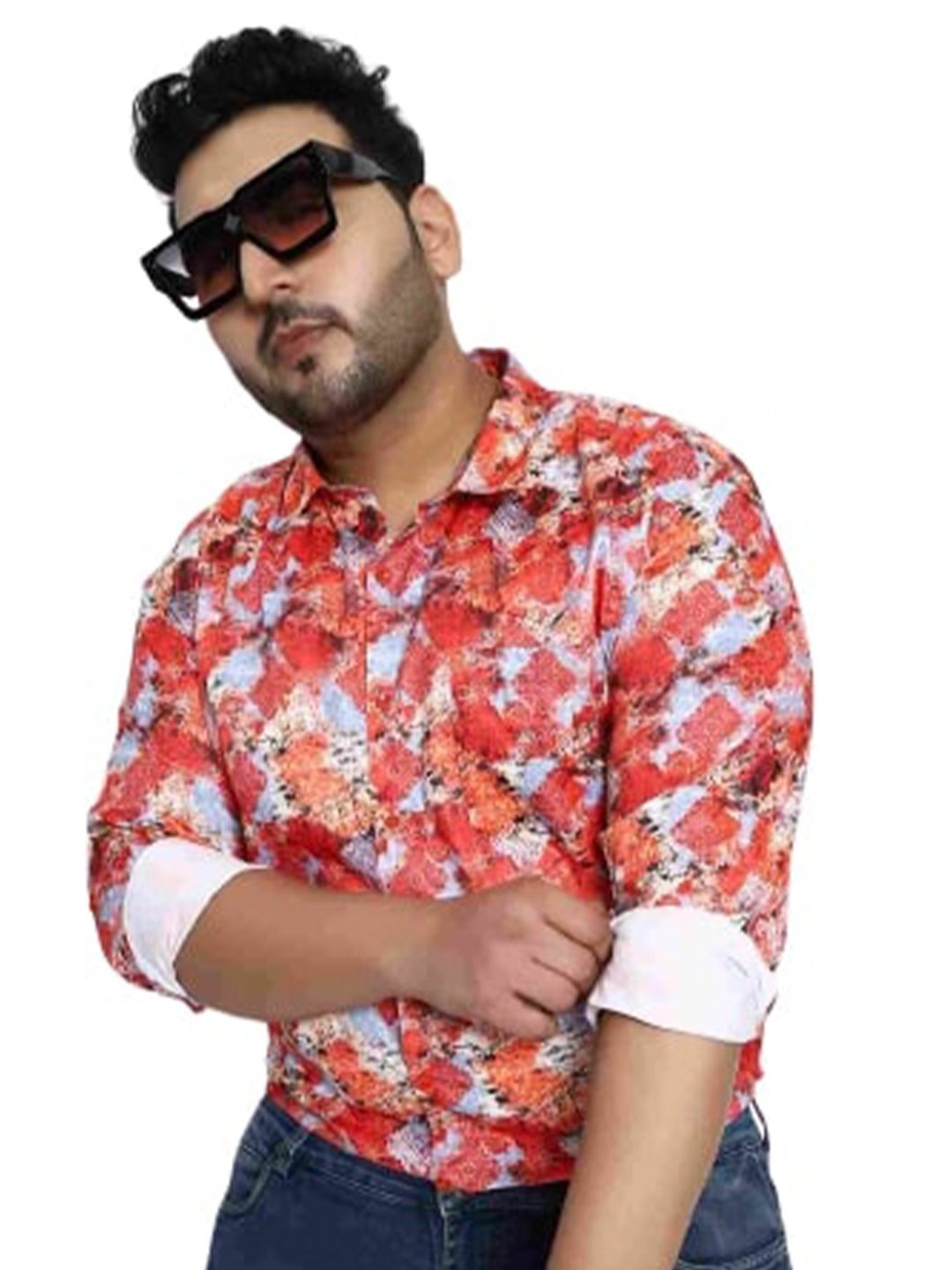 

Toodle Plus Comfort Floral Printed Satin Pure Cotton Casual Shirt, Red