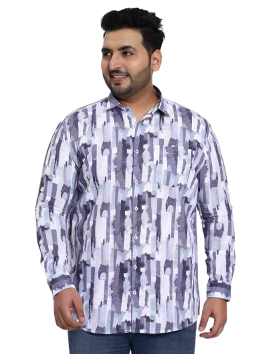 

Toodle Plus Comfort Abstract Printed Cotton Linen Casual Shirt, Purple