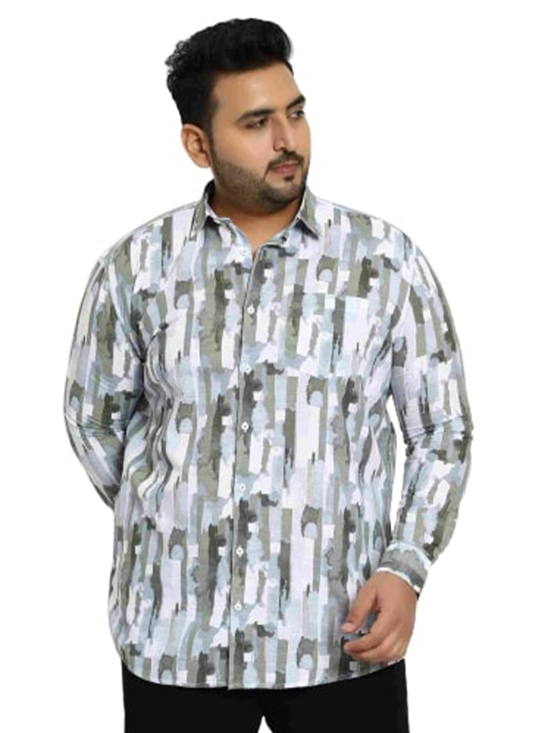 

Toodle Plus Comfort Abstract Printed Cotton Linen Casual Shirt, Green