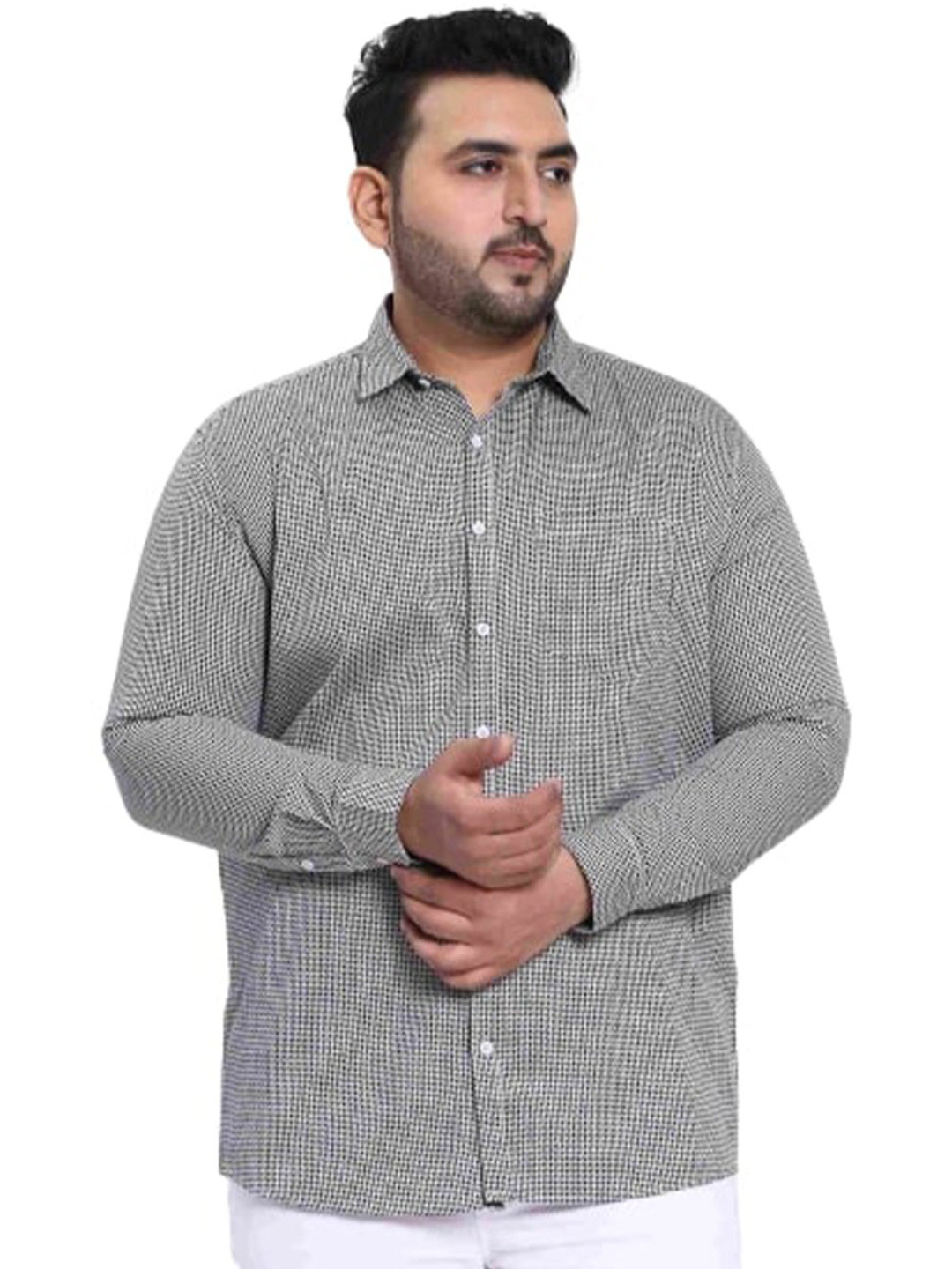 

Toodle Plus Comfort Micro Checks Pure Cotton Casual Shirt, Grey