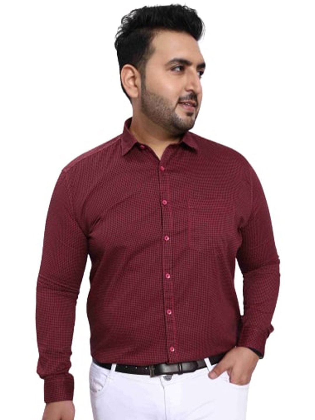 

Toodle Plus Comfort Micro Checks Pure Cotton Casual Shirt, Maroon