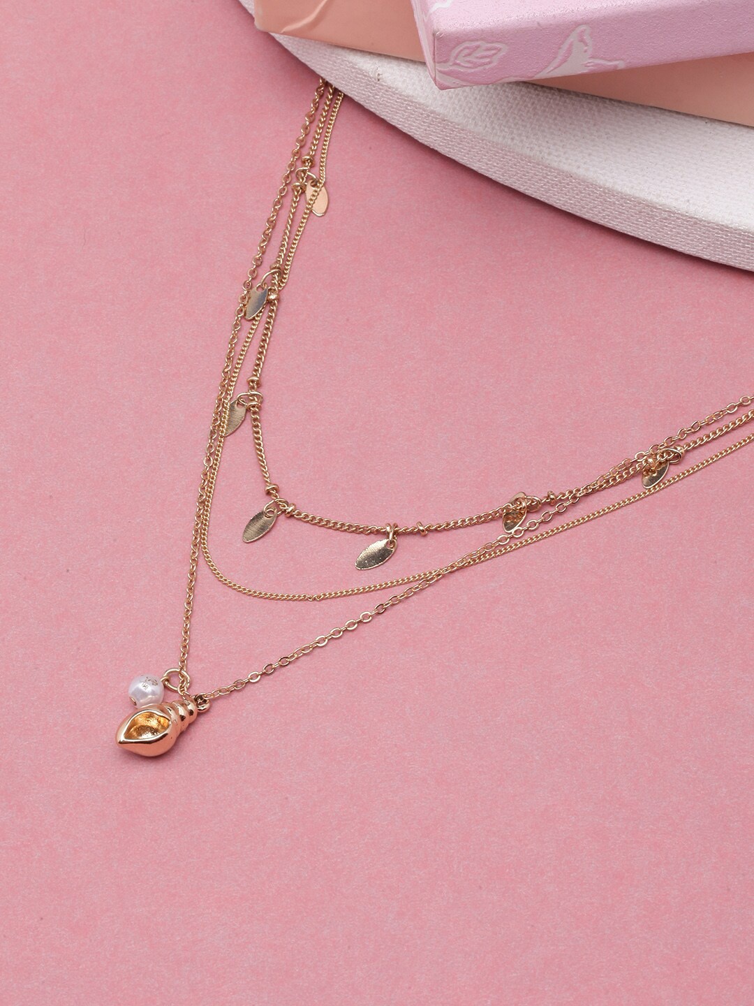 

Stylecast X KPOP Artificial Beads Studded Gold-Plated Necklace and Chains