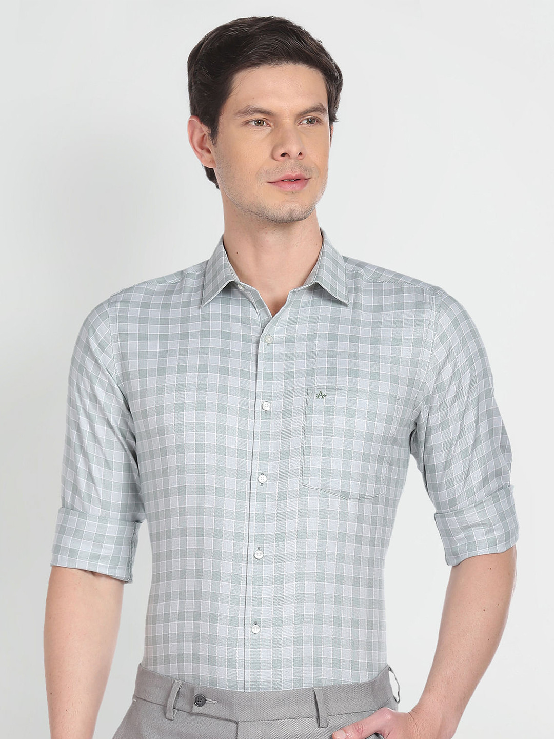 

Arrow Checked Slim Fit Classic Cotton Formal Shirt, Green