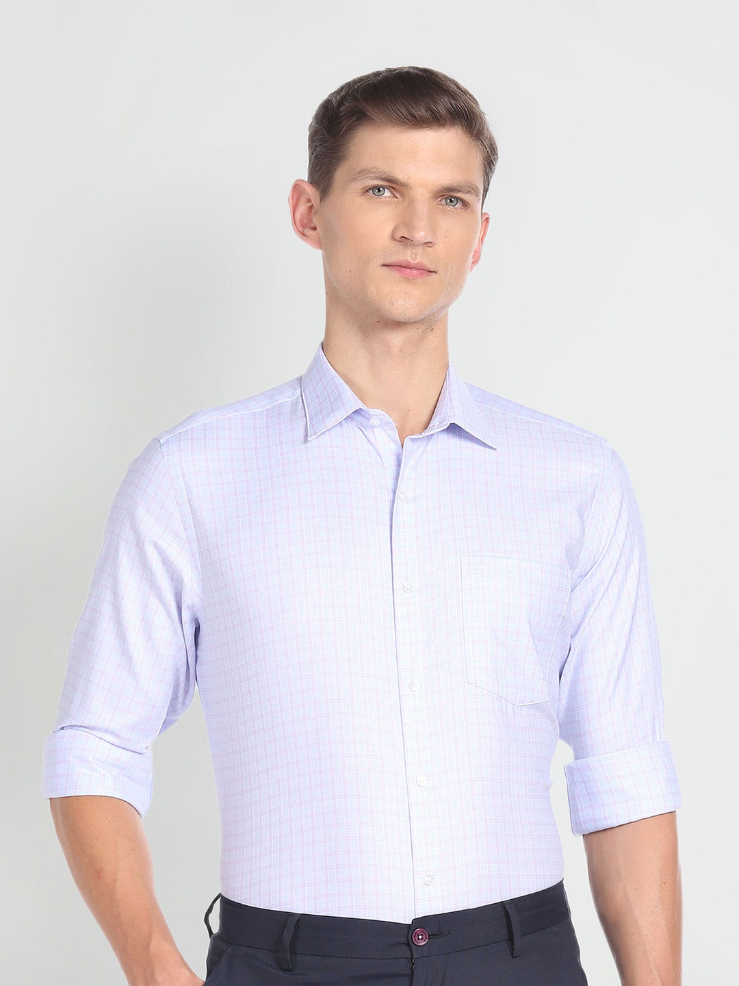 

Arrow Tartan Checked Pure Cotton Formal Shirt, Blue