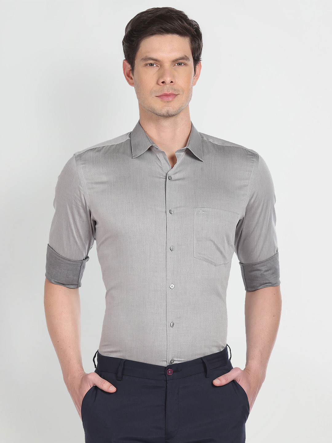 

Arrow Twill Spread Collar Long Sleeve Cotton Formal Shirt, Grey