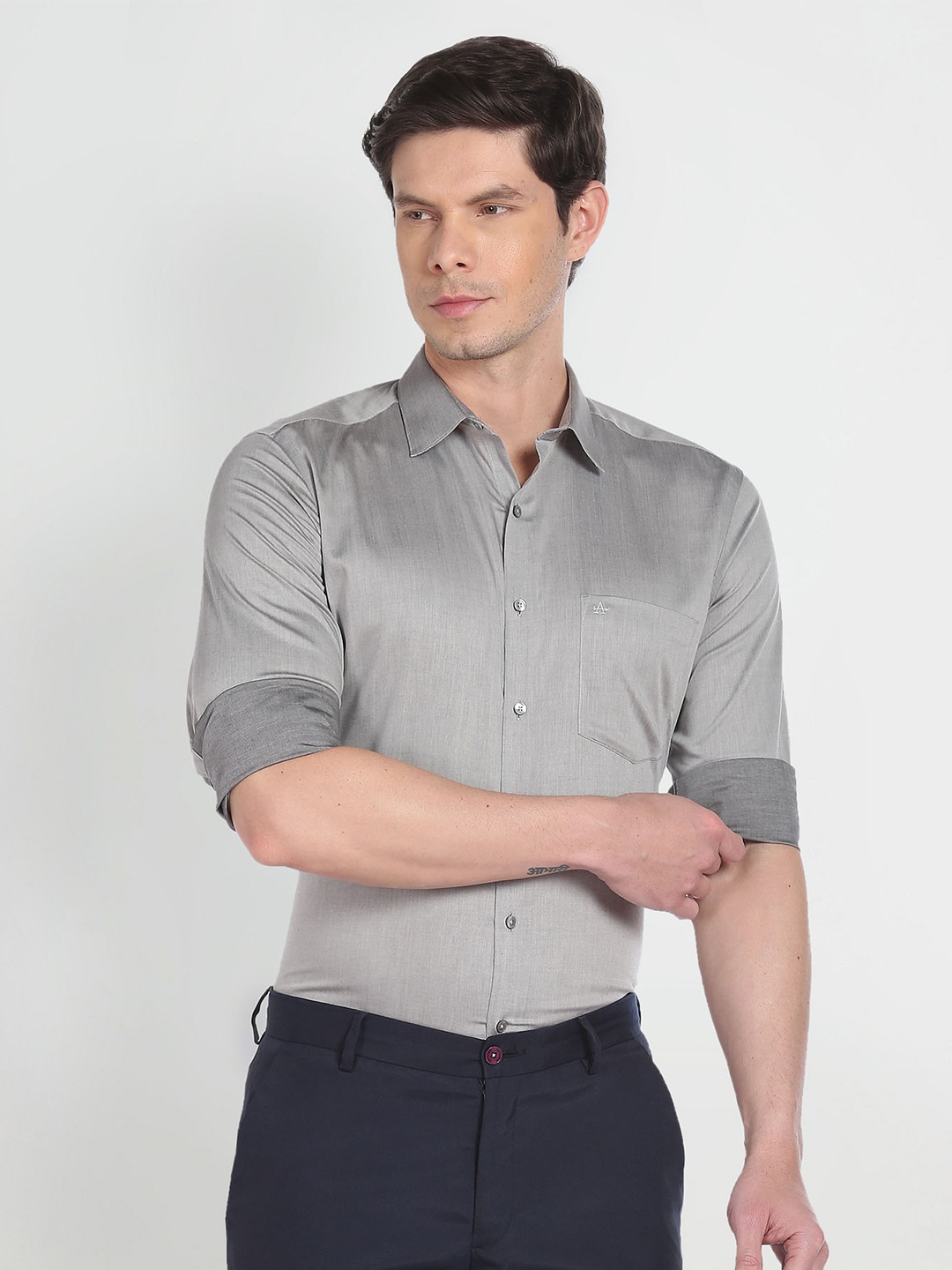 

Arrow Spread Collar Pure Cotton Formal Shirt, Grey