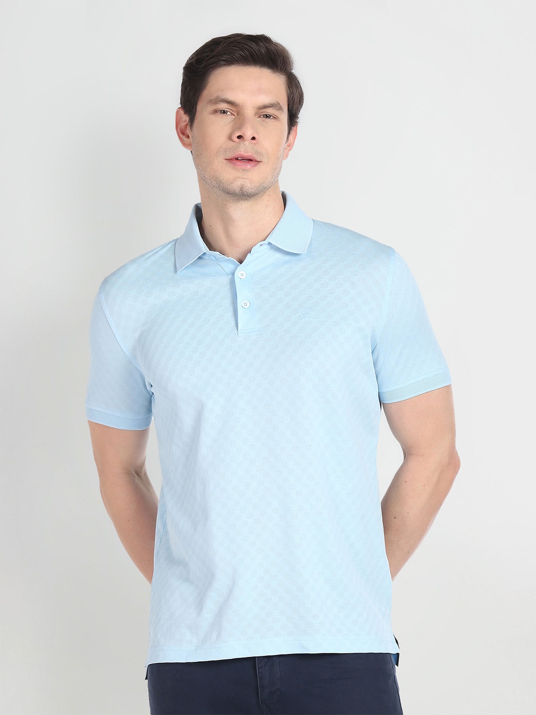 

Arrow Printed Polo Collar T-shirt, Blue