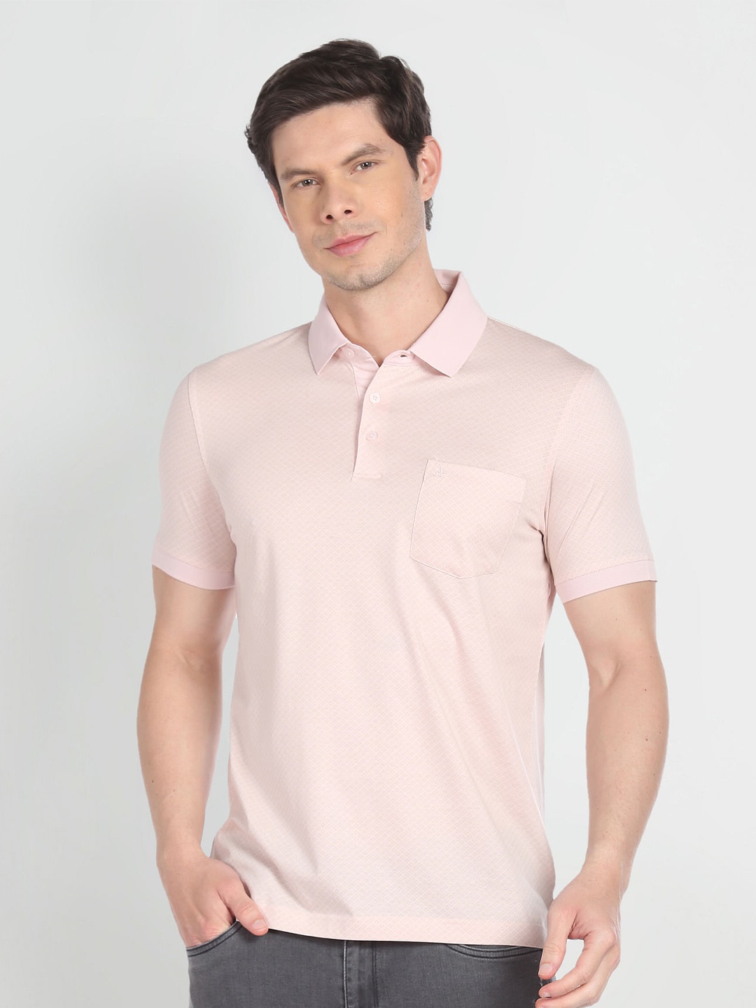 

Arrow Polo Collar Cotton T-shirt, Pink