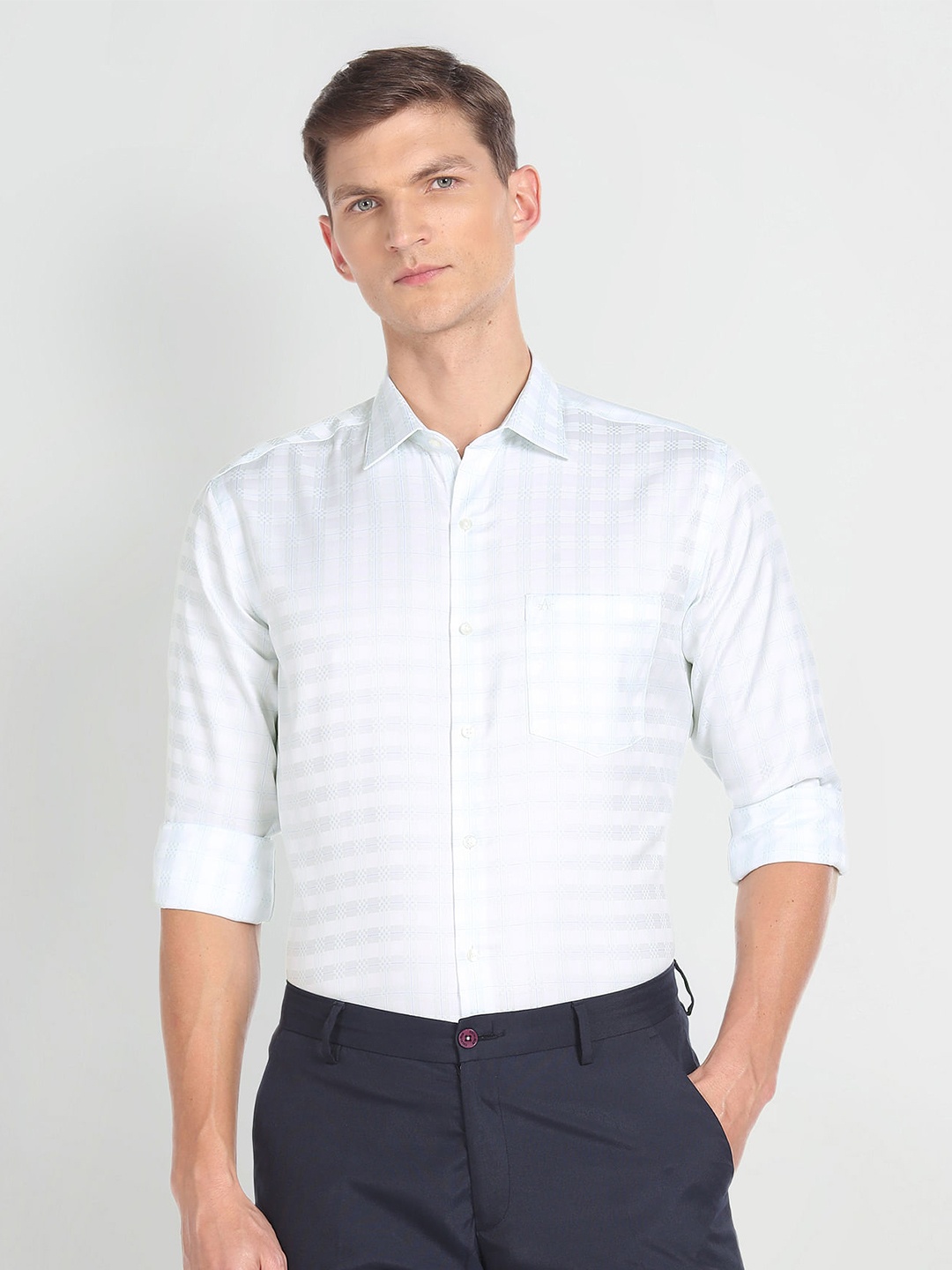 

Arrow Checked Classic Cotton Formal Shirt, Green