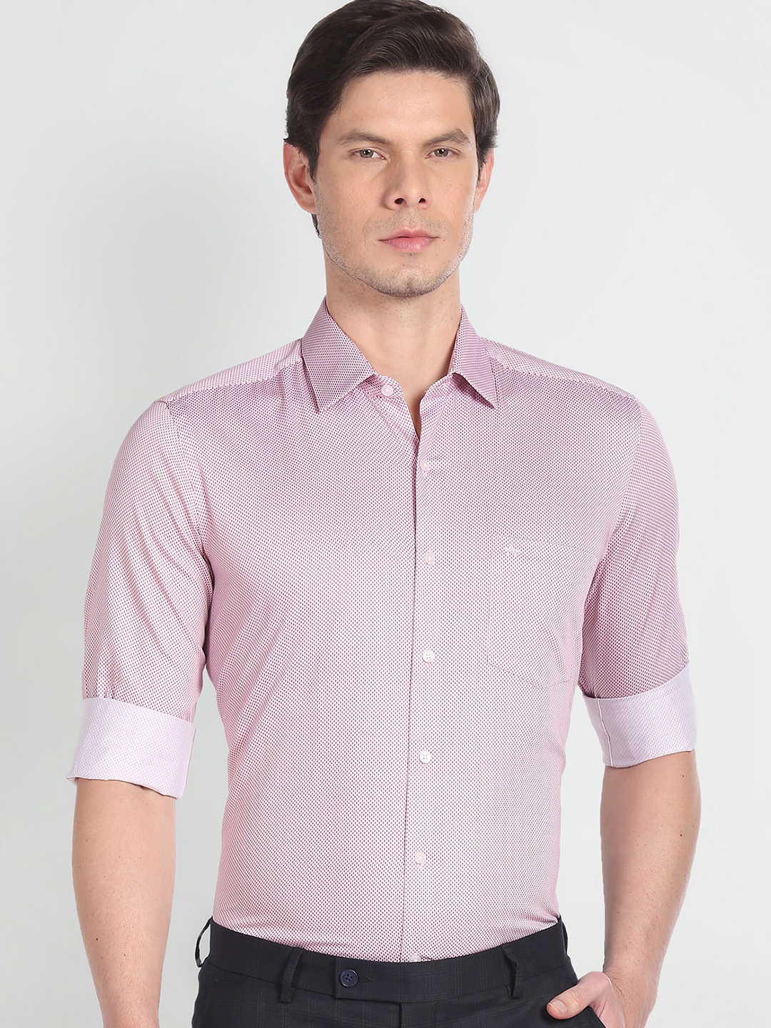 

Arrow Men Pink Slim Fit Opaque Striped Formal Shirt