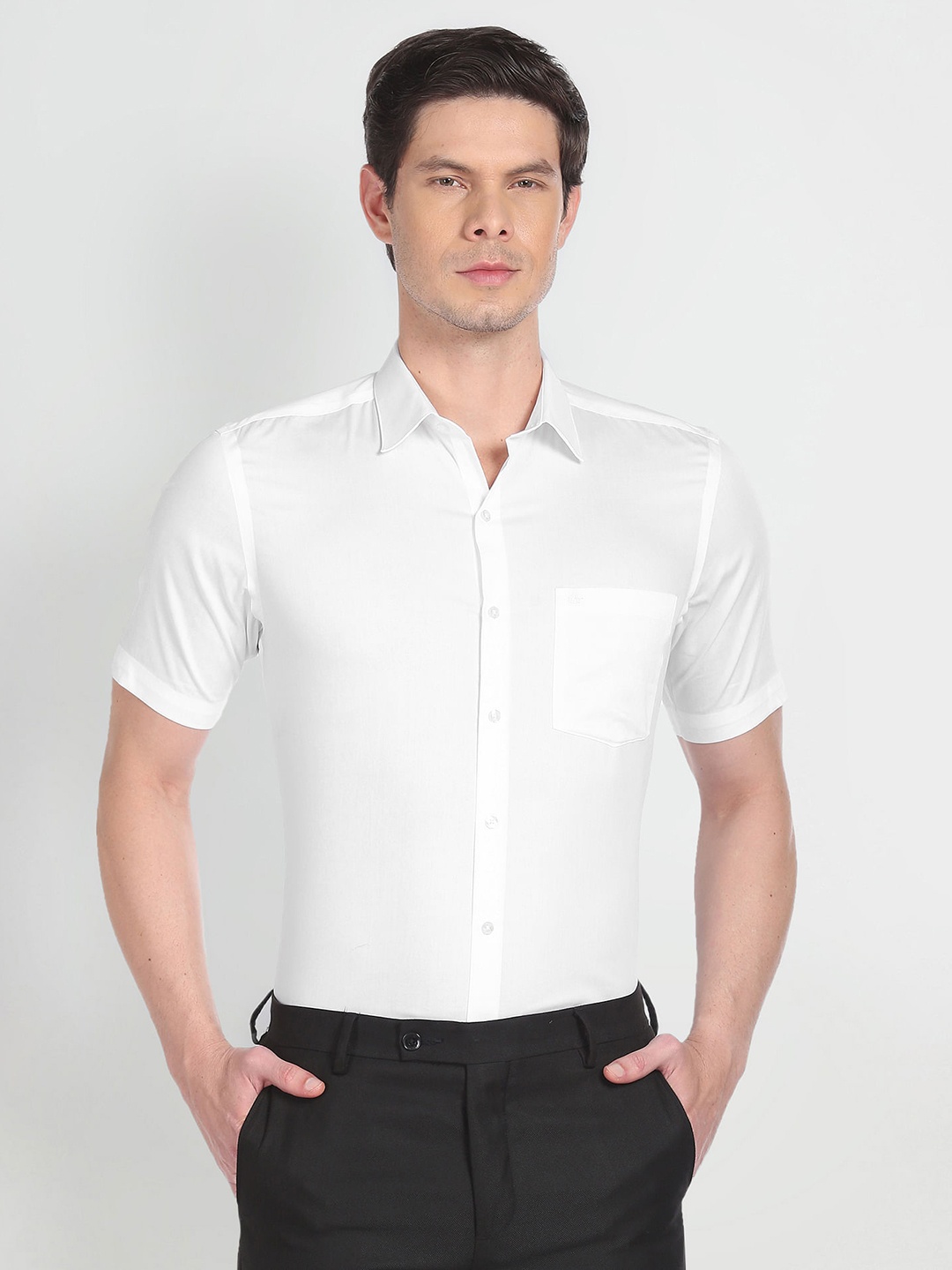 

Arrow Spread Collar Twill Cotton Formal Shirt, White