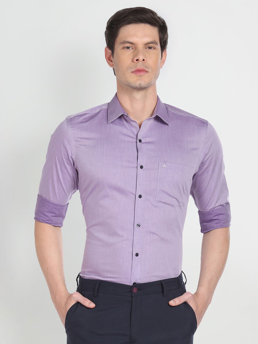 

Arrow Spread Collar Pure Cotton Formal Shirt, Purple
