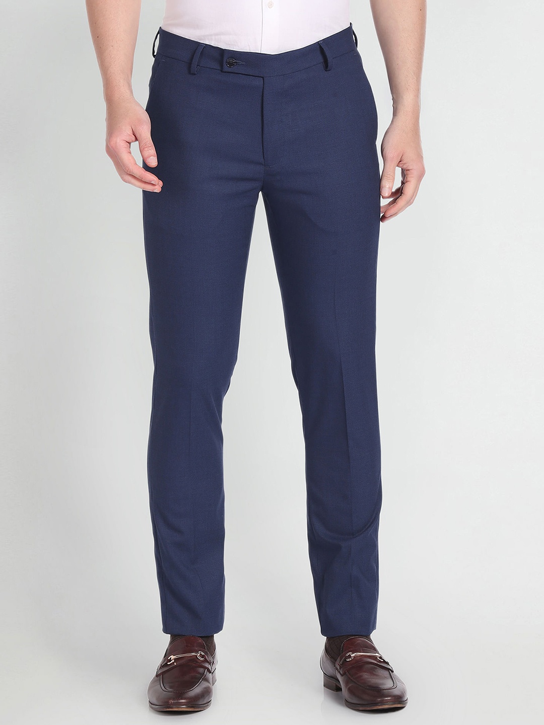 

Arrow Men Mid-Rise Regular Fit Formal Trousers, Blue