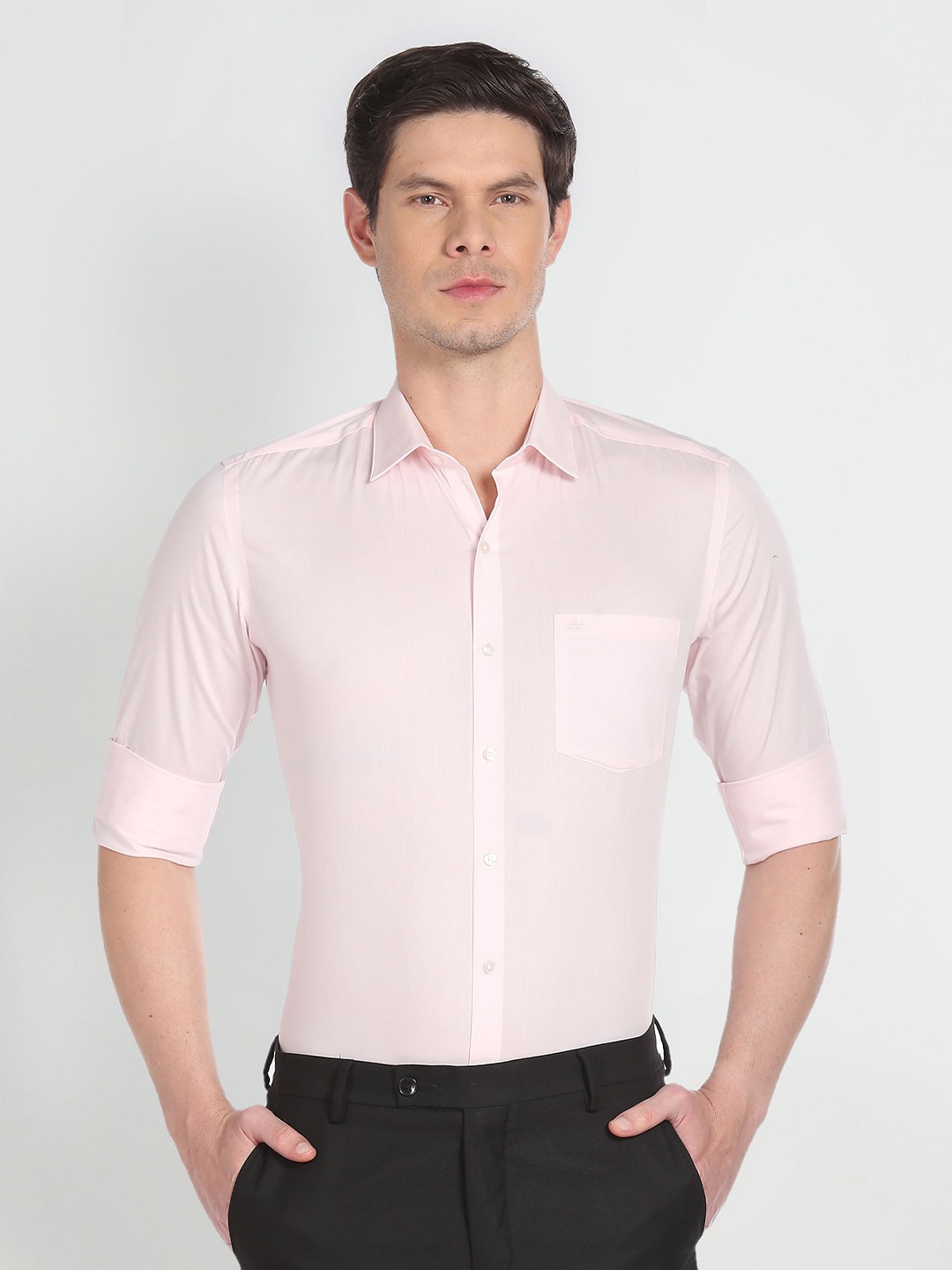 

Arrow Slim Fit Spread Collar Pure Cotton Formal Shirt, Pink