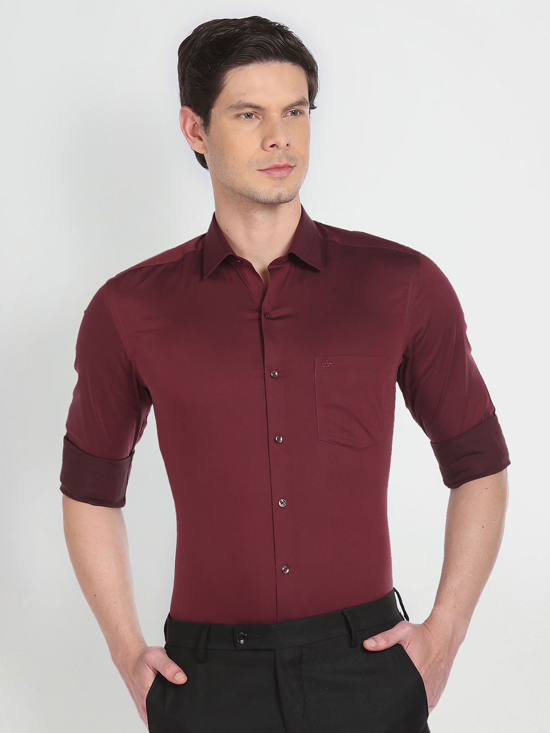 

Arrow Men Spread Collar Pure Cotton Formal Shirt, Maroon