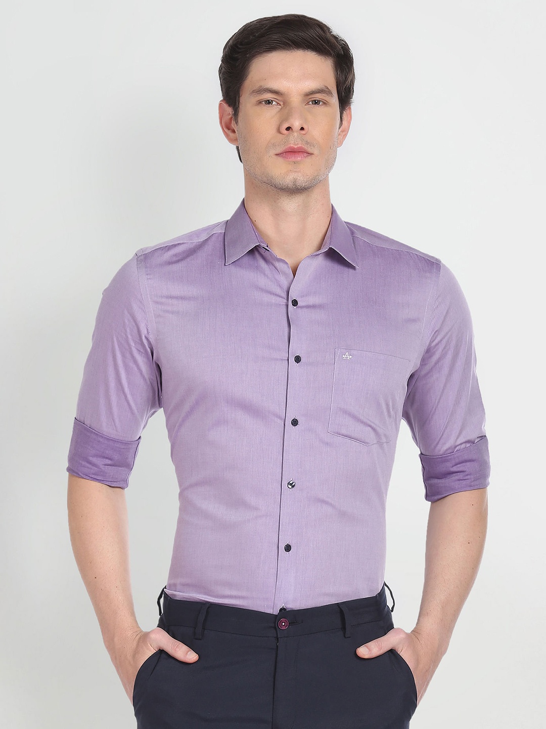 

Arrow Spread Collar Pure Cotton Formal Shirt, Purple