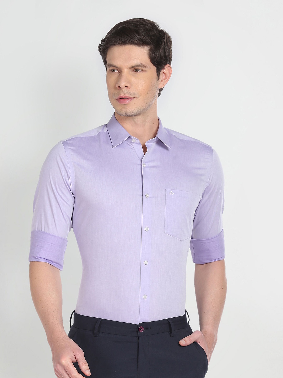 

Arrow Twill Spread Collar Long Sleeve Cotton Formal Shirt, Purple