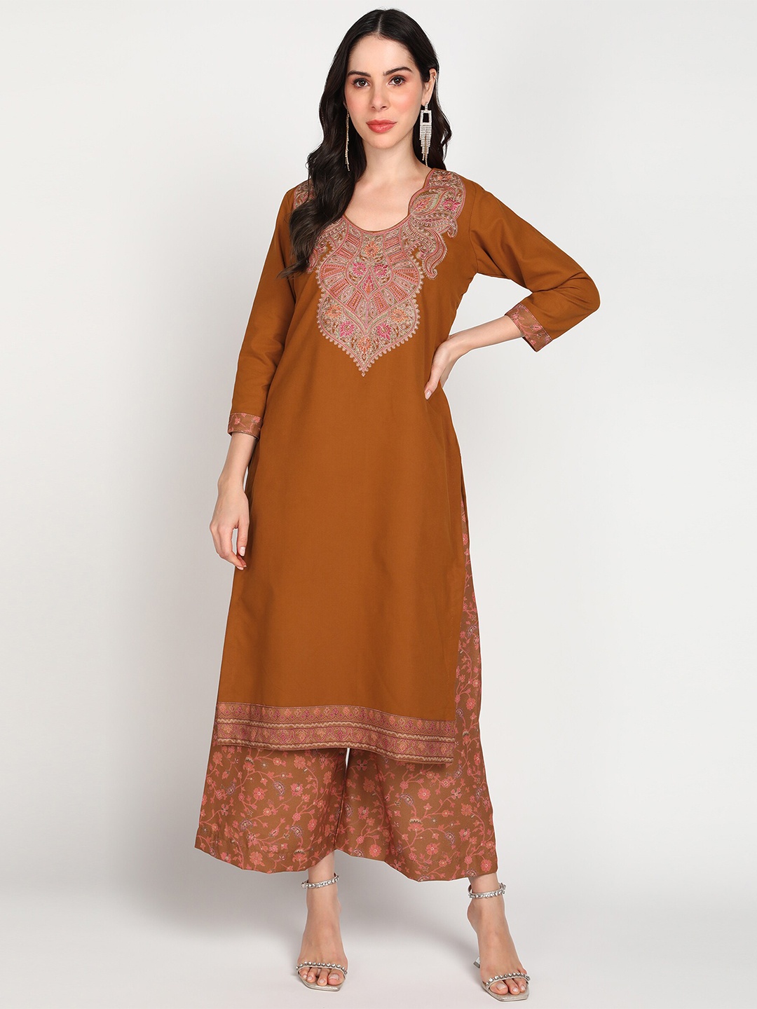 

Jayri Ethnic Motifs Embroidered Dress Material, Mustard