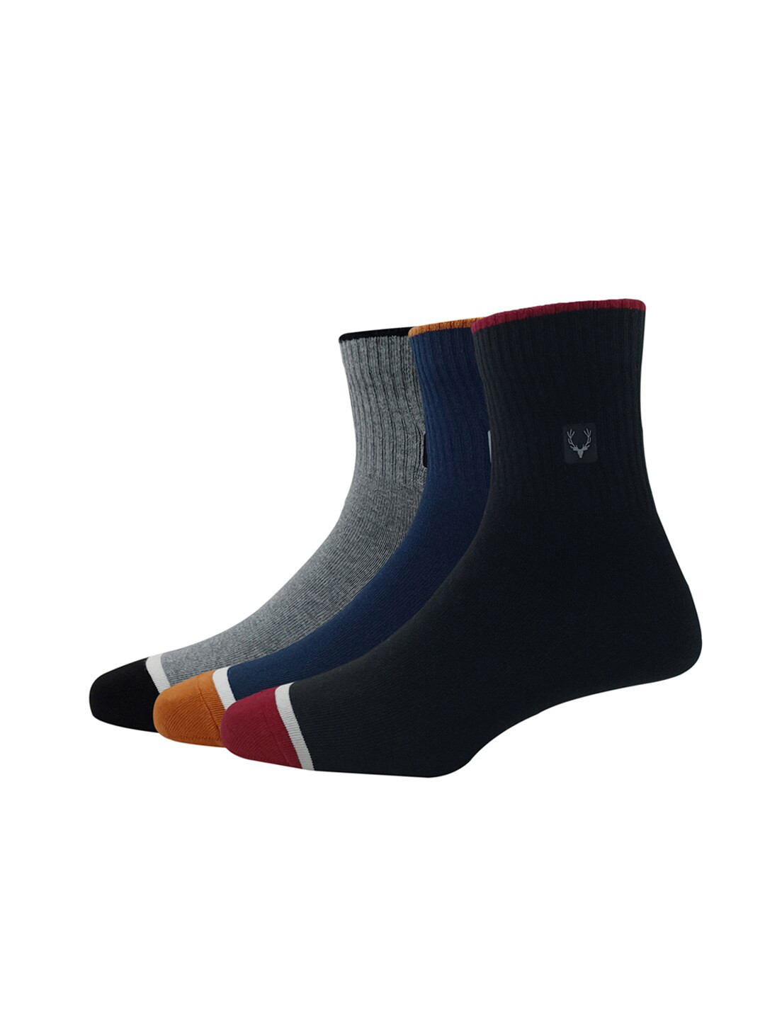 

Allen Solly Men Pack Of 3 Quarter-Length Cotton Socks, Black