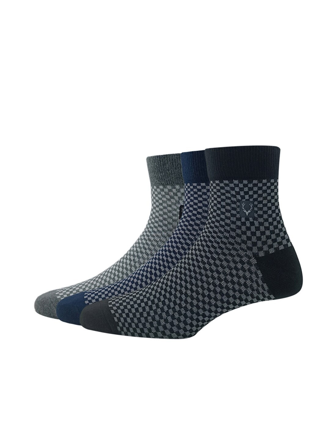 

Allen Solly Men Pack Of 3 Patterned Quarter-Length Cotton Socks, Black