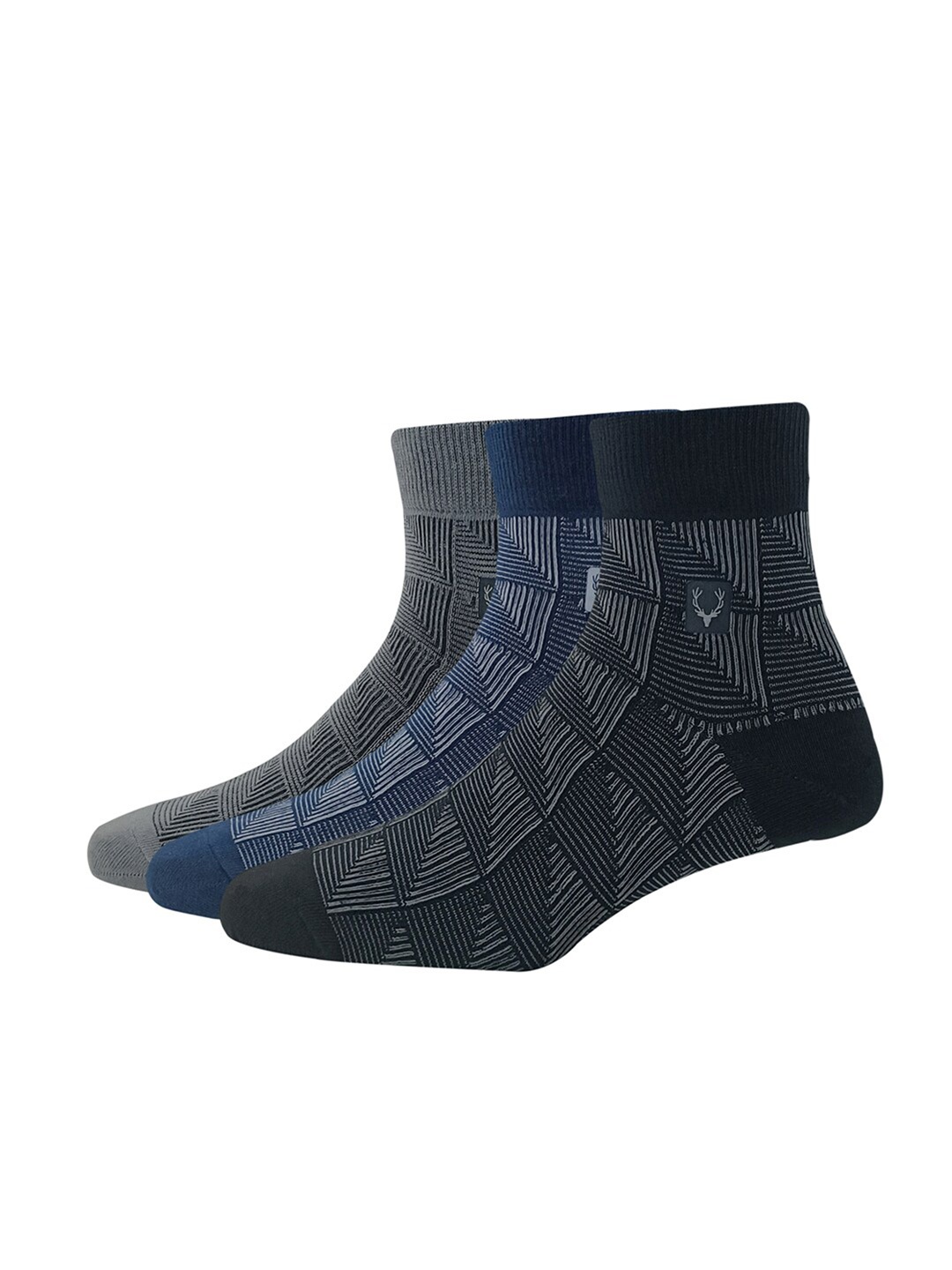 

Allen Solly Men Pack Of 3 Patterned Above Ankle Length Socks, Black