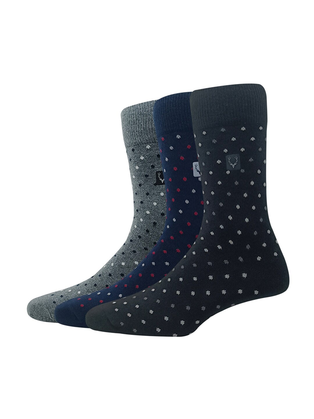 

Allen Solly Men Pack Of 3 Patterned Calf Length Socks, Black