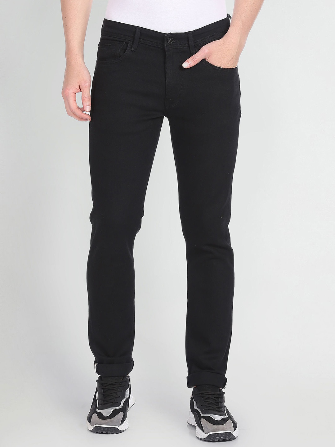 

Arrow Sport Men Mid Rise Slim Fit Clean Look Cotton Jeans, Black