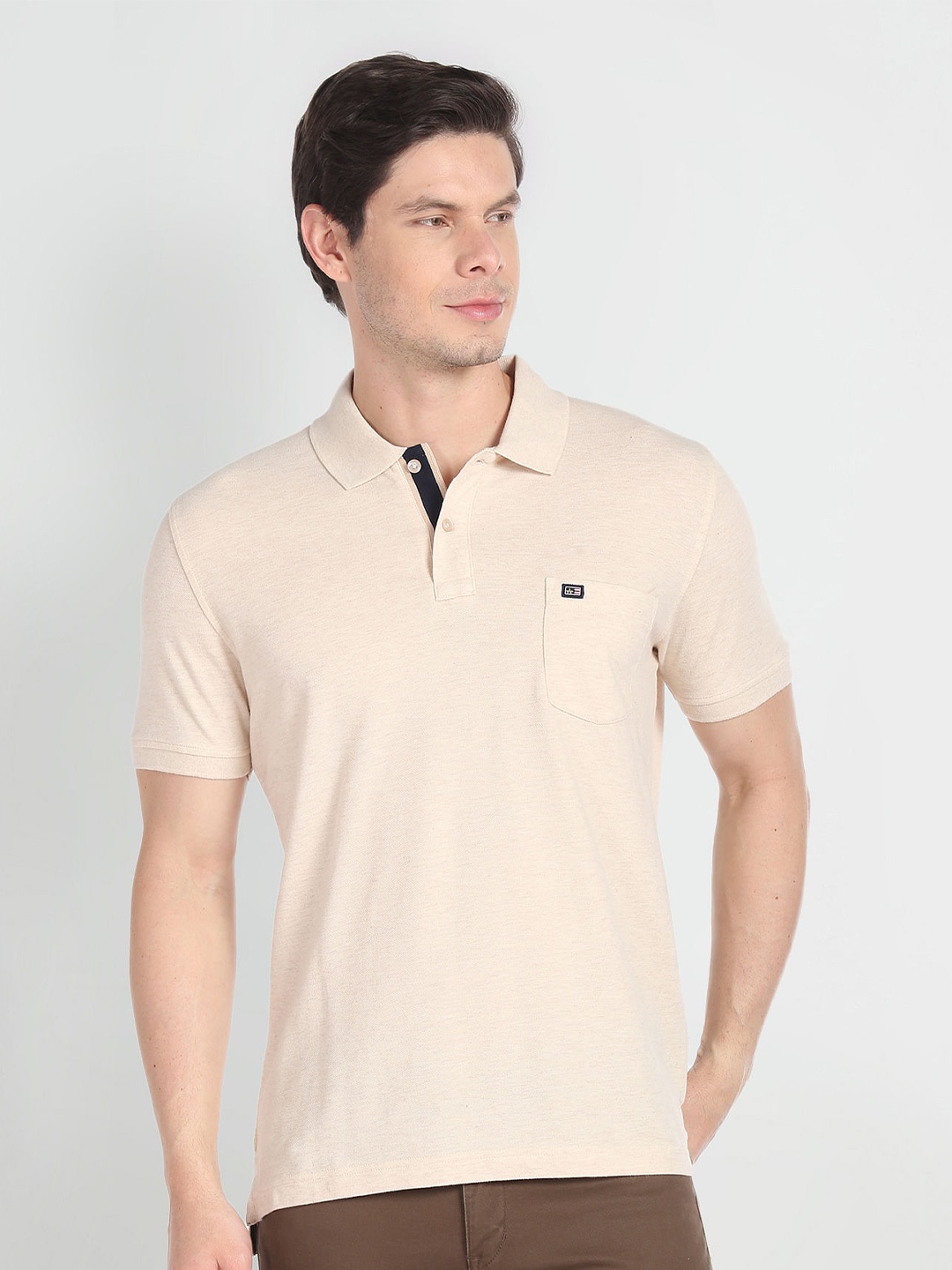 

Arrow Sport Polo Collar Cotton T-shirt, Beige