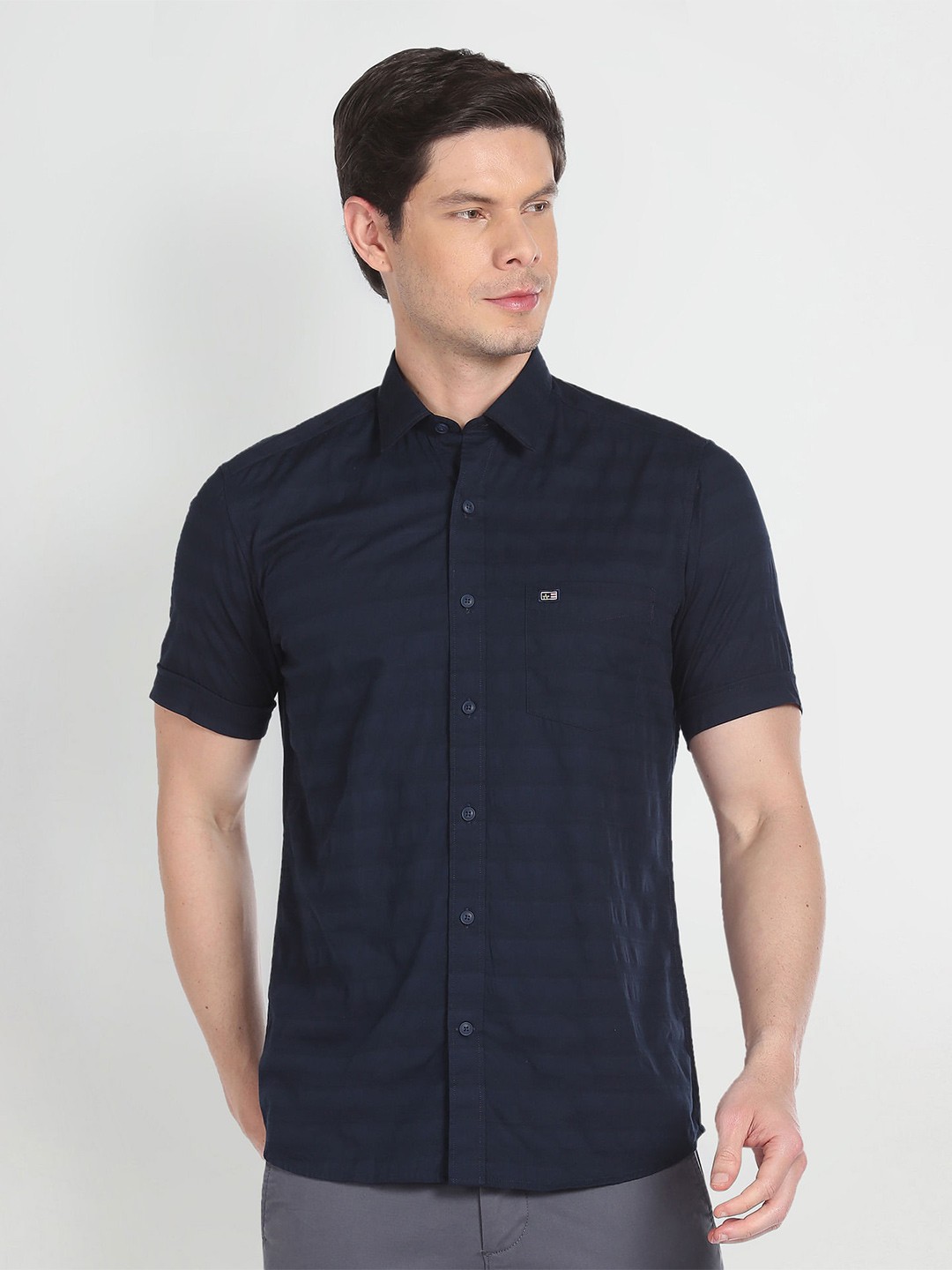 

Arrow Sport Regular Fit Striped Cutaway Collar Twill Casual Shirt, Blue