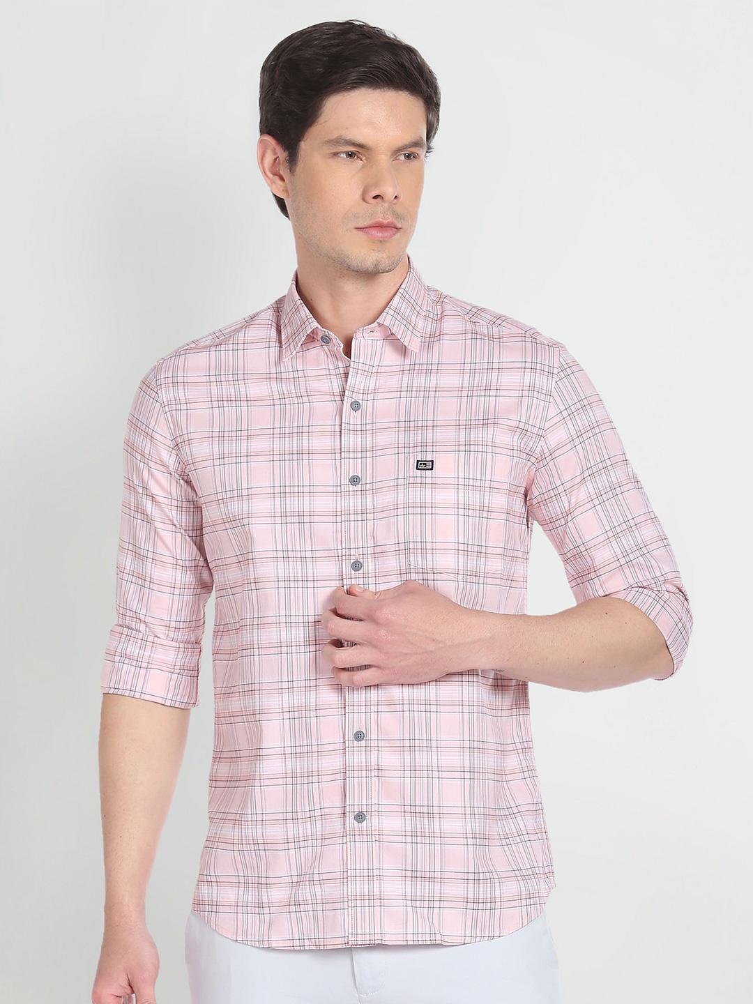 

Arrow Sport Tartan Checks Slim Fit Opaque Casual Shirt, Pink