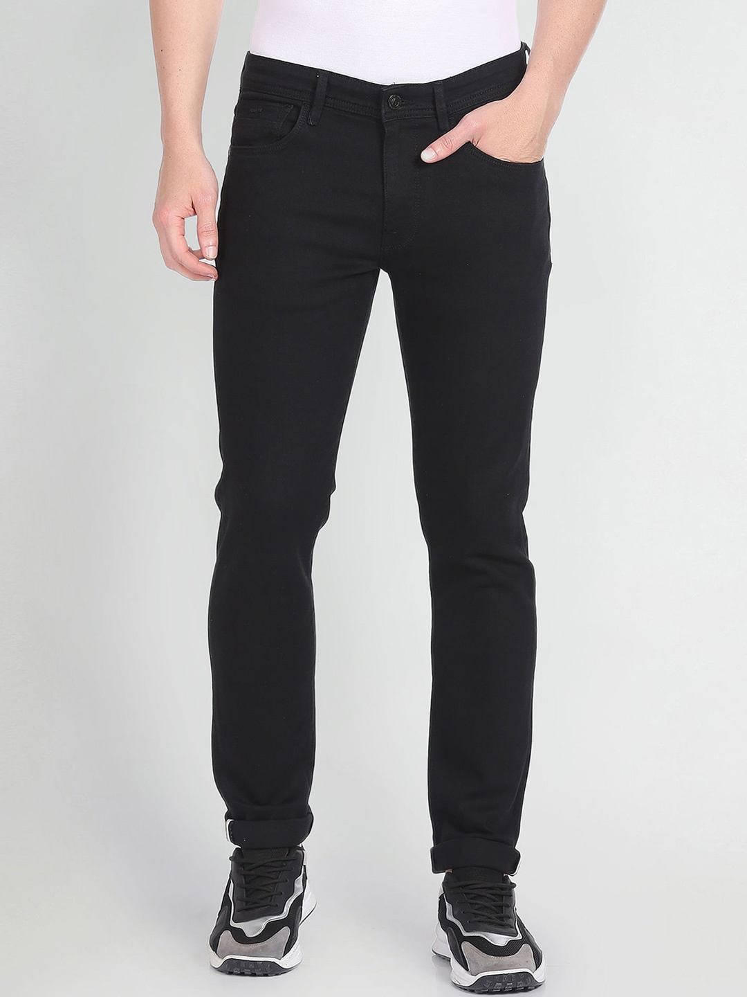 

Arrow Sport Men Clean Look Slim Fit Stretchable Jeans, Black