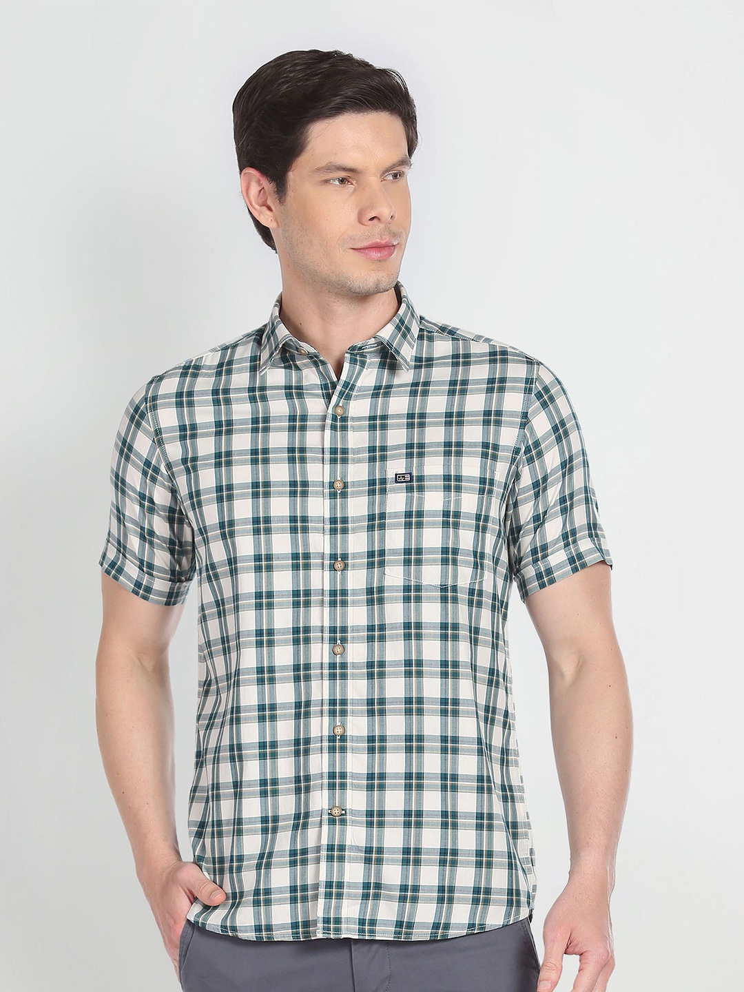 

Arrow Sport Tartan Checks Opaque Twill Casual Shirt, White
