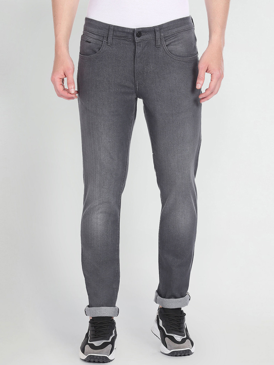 

Arrow Sport Men Mid-Rise Slim Fit Clean Look Heavy Fade Stretchable Jeans, Grey