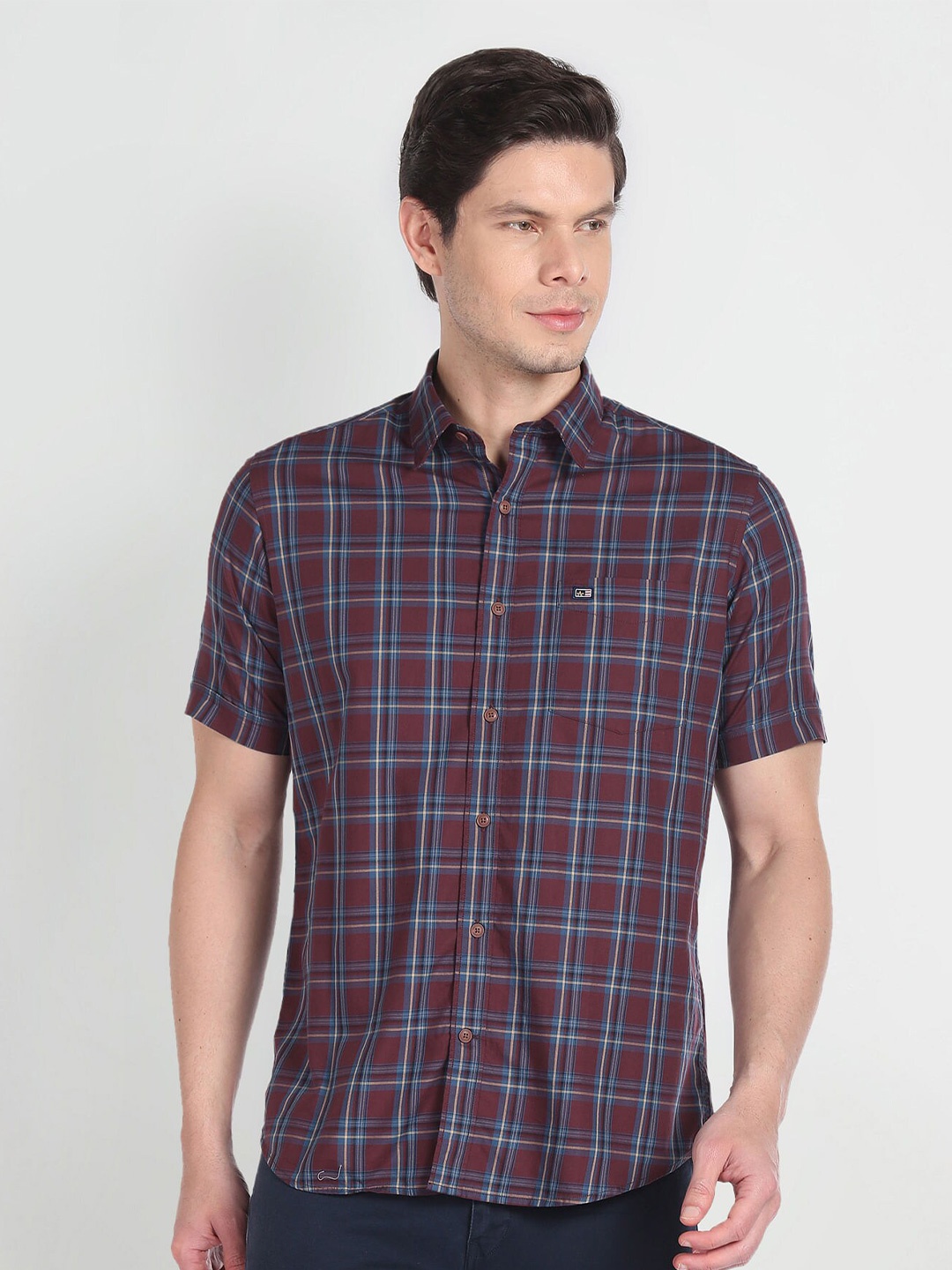 

Arrow Sport Tartan Checks Twill Pure Cotton Casual Shirt, Red