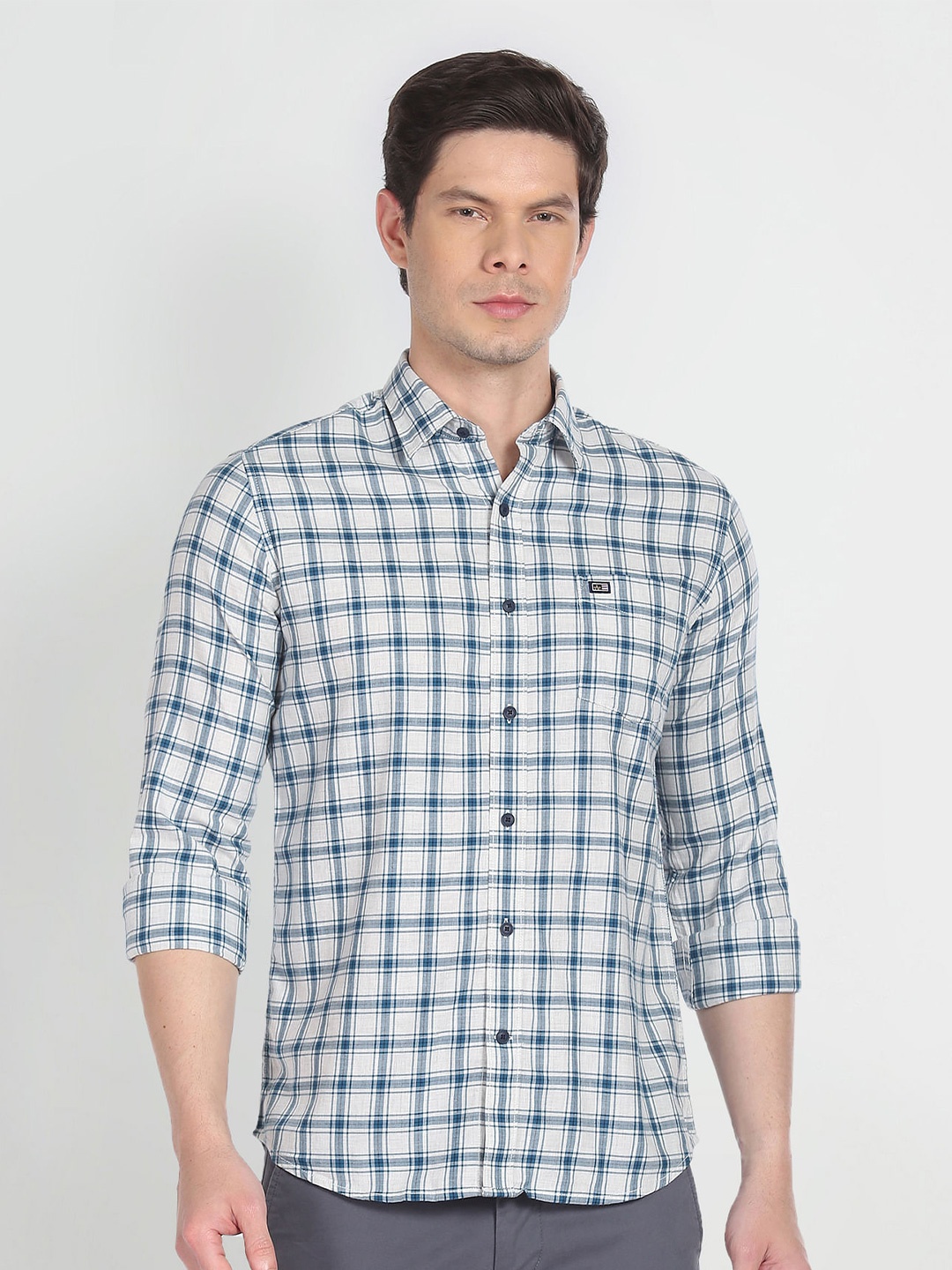 

Arrow Sport Slim Fit Tartan Checked Casual Shirt, White