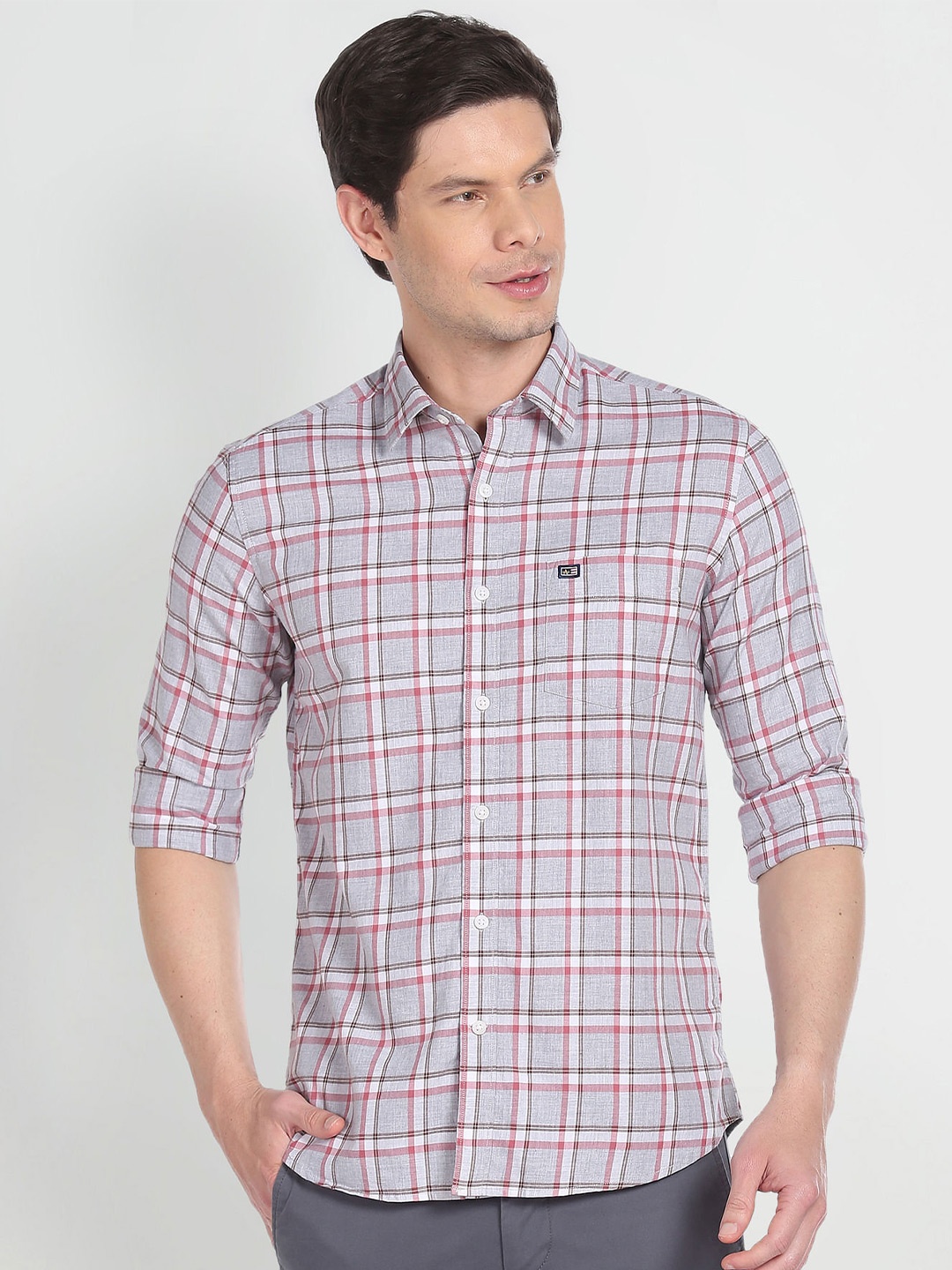 

Arrow Sport Slim Fit Tartan Checked Casual Shirt, Grey
