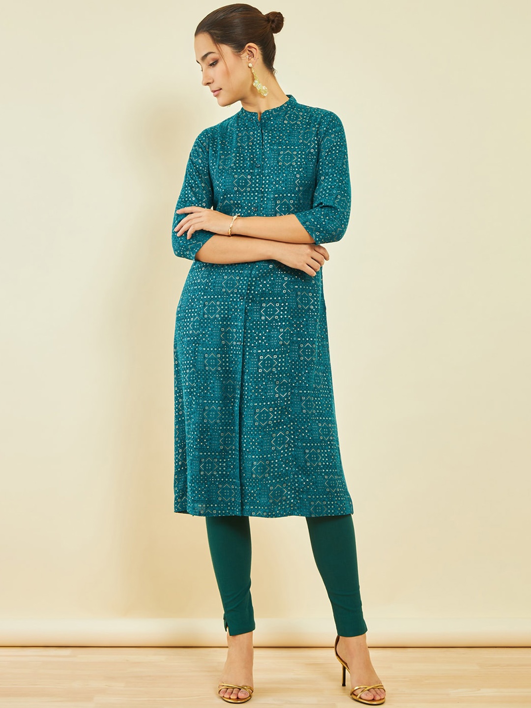 

Soch Geometric Printed Kurta, Teal