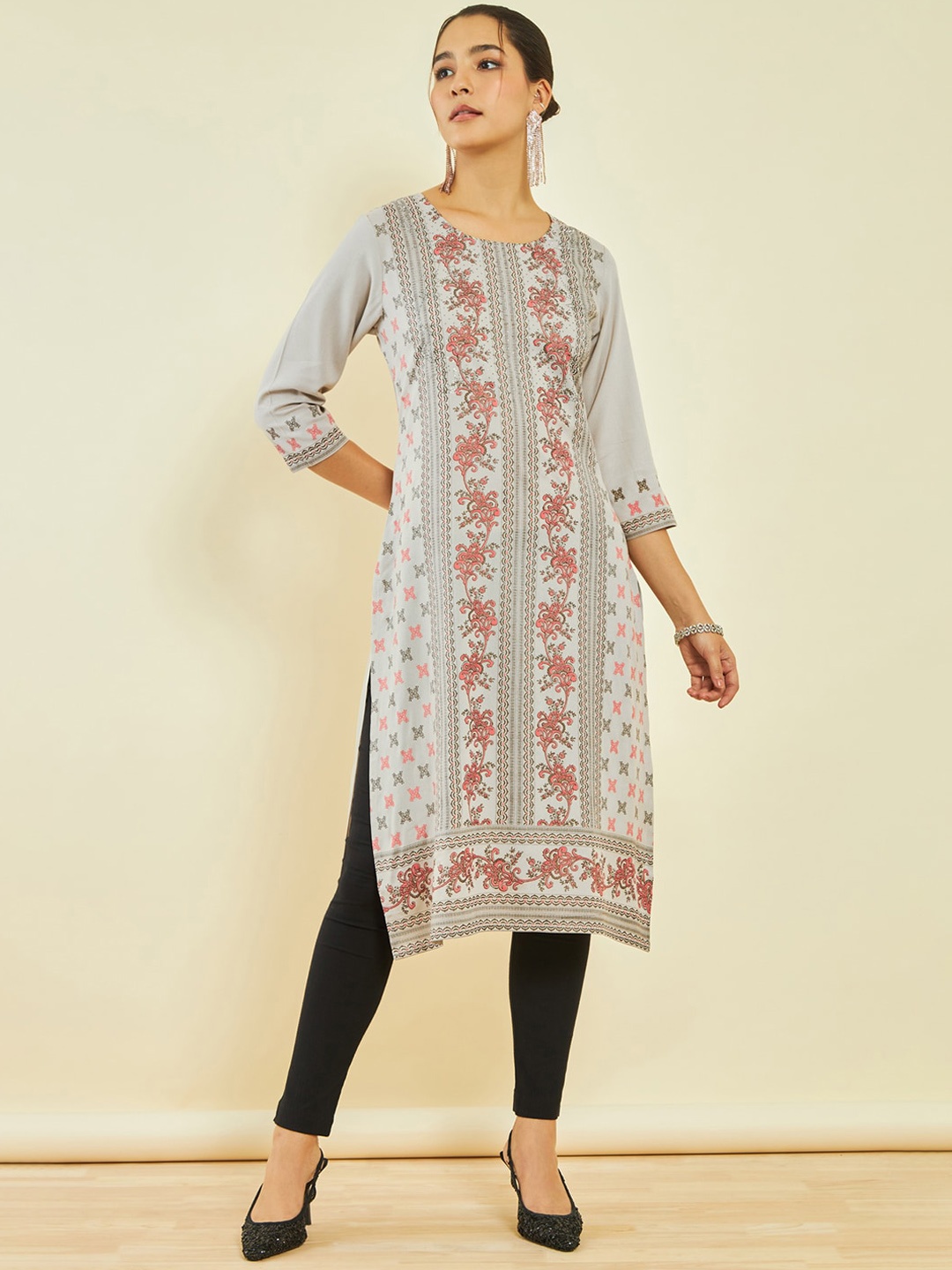 

Soch Ethnic Motifs Printed Kurta, Grey