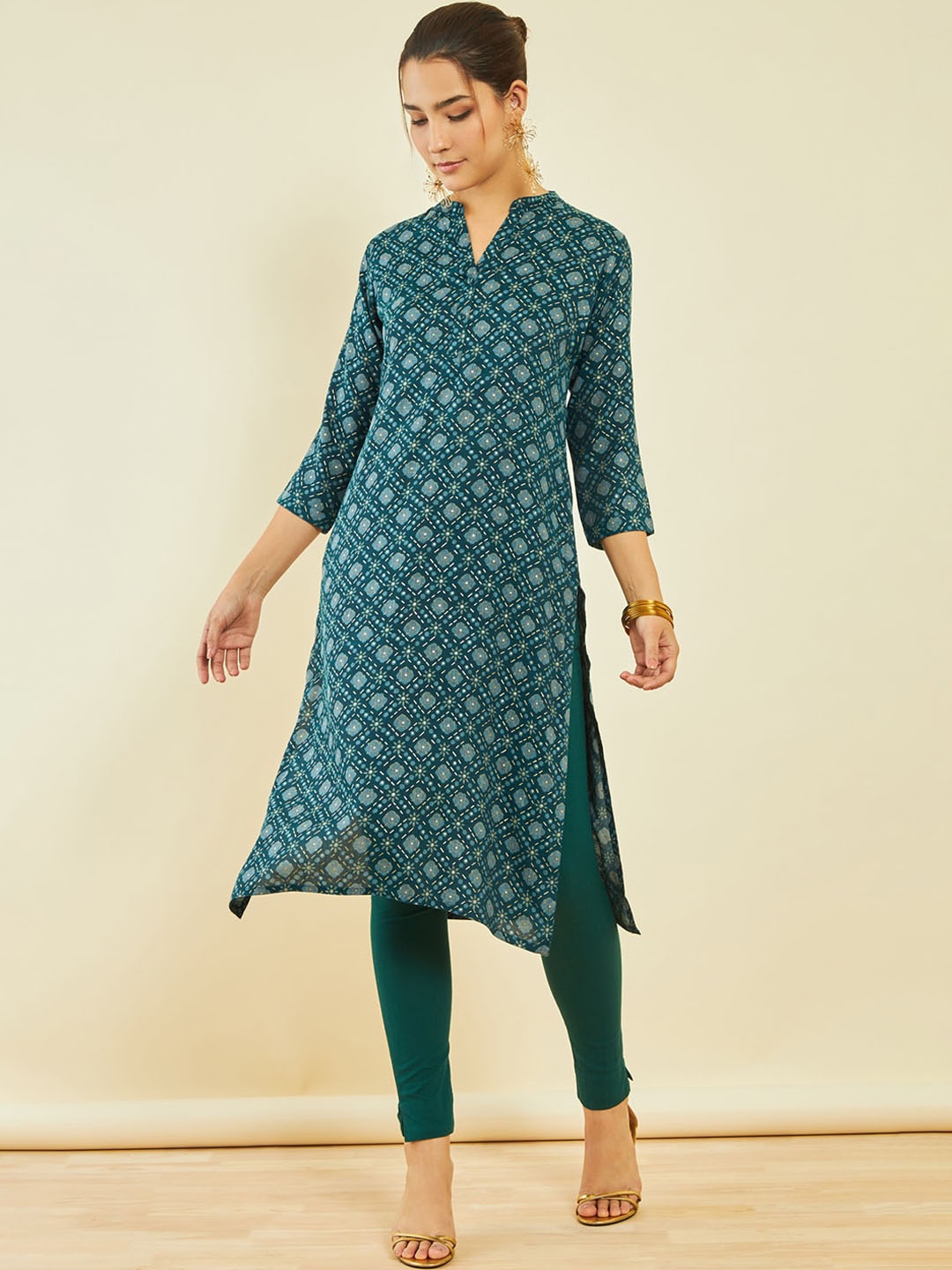 

Soch Geometric Printed Kurta, Teal