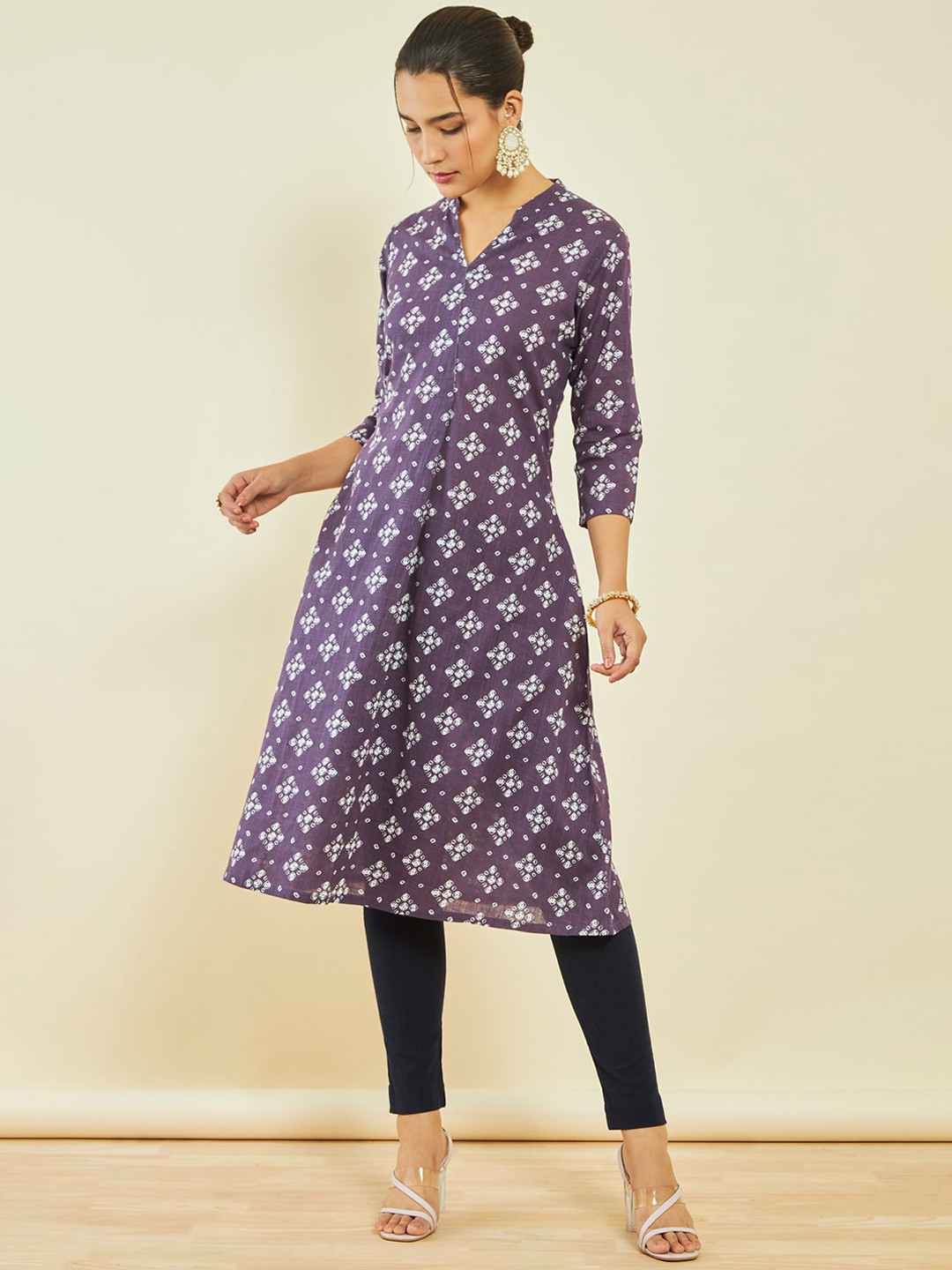 

Soch Purple Geometric Printed A-Line Kurta