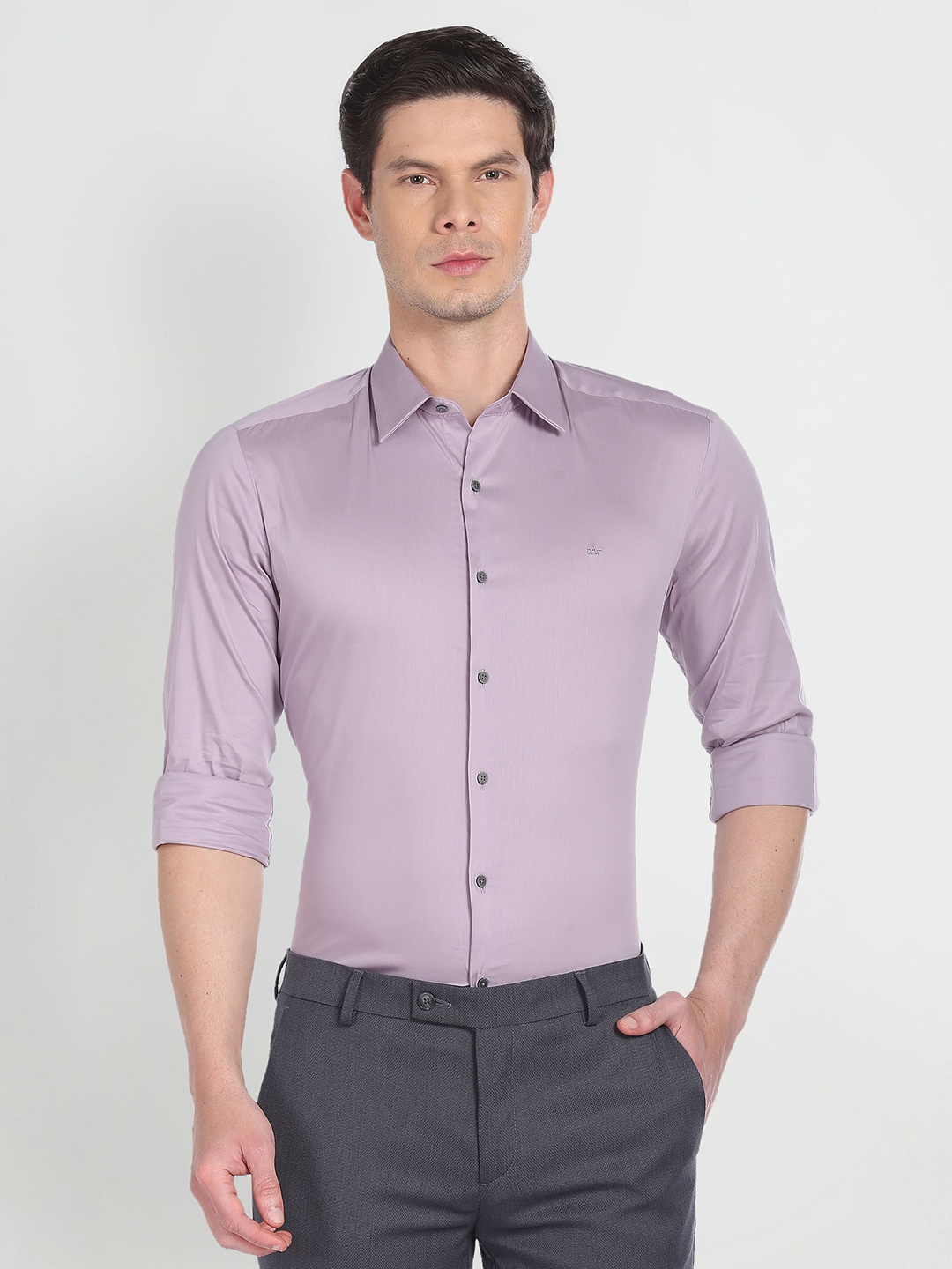 

Arrow New York Spread Collar Slim Fit Formal Twill Shirt, Purple
