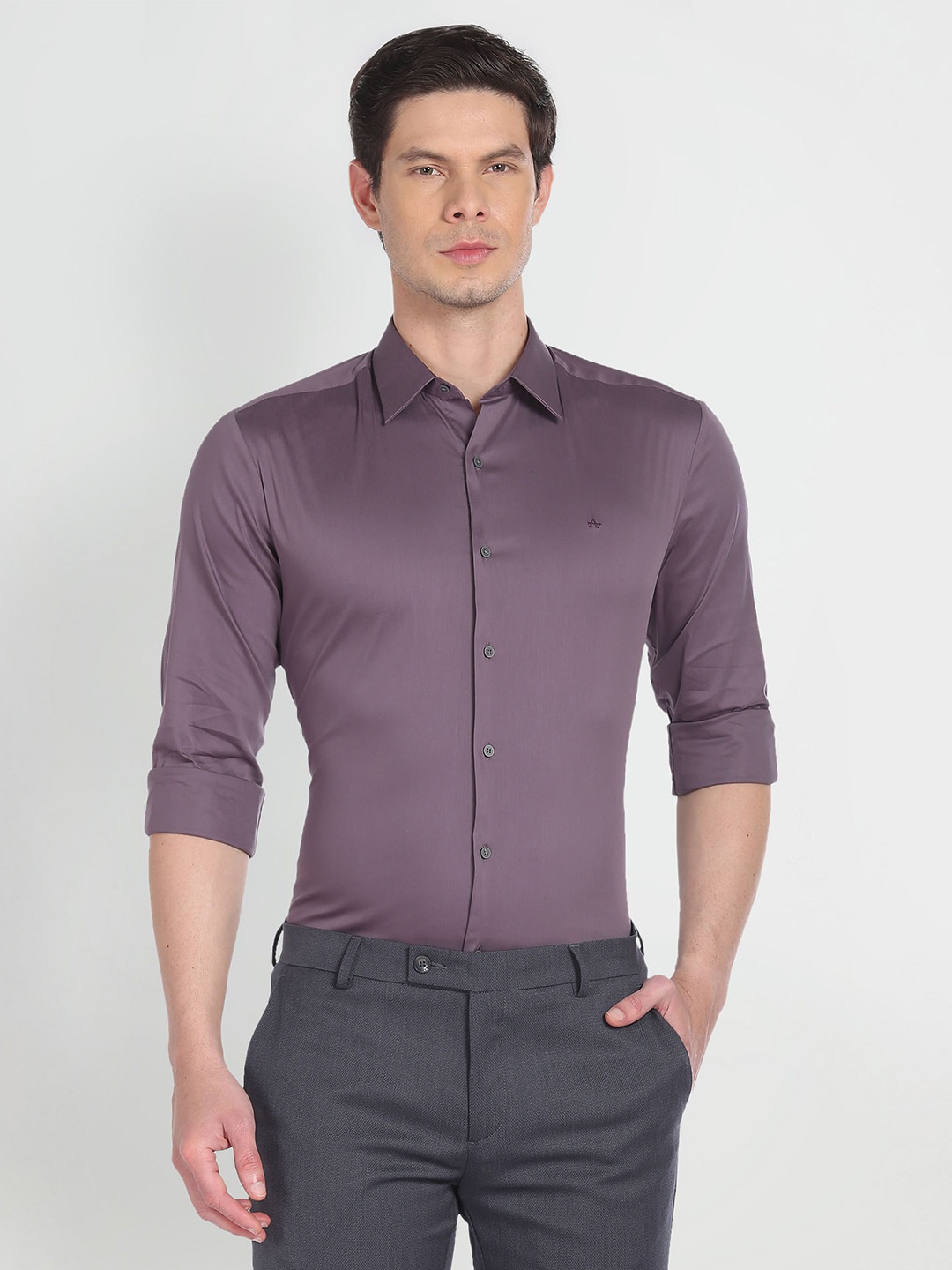 

Arrow New York Slim Fit Spread Collar Twill Formal Shirt, Purple