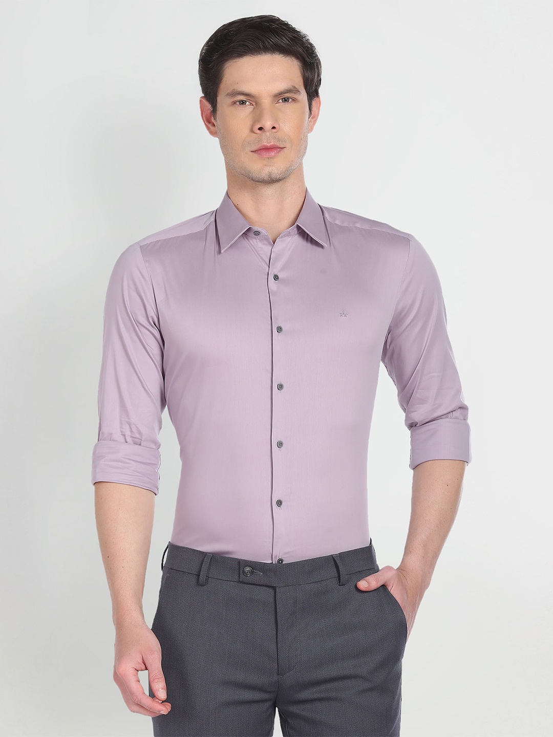 

Arrow New York Spread Collar Slim Fit Formal Twill Shirt, Purple