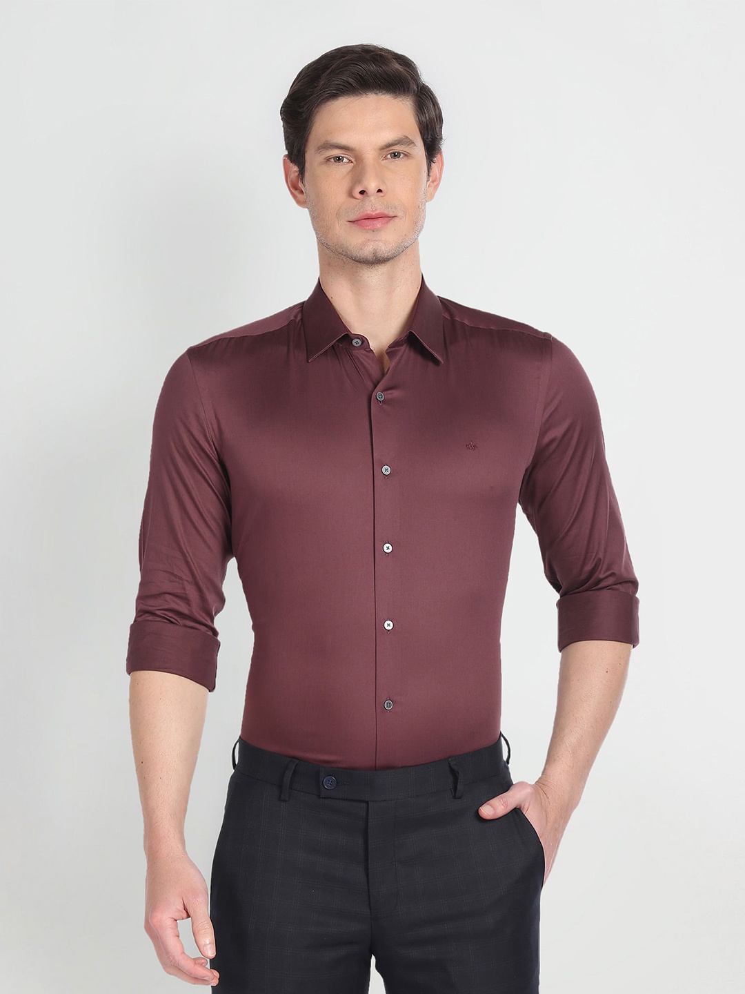 

Arrow New York Slim Fit Twill Formal Shirt, Burgundy