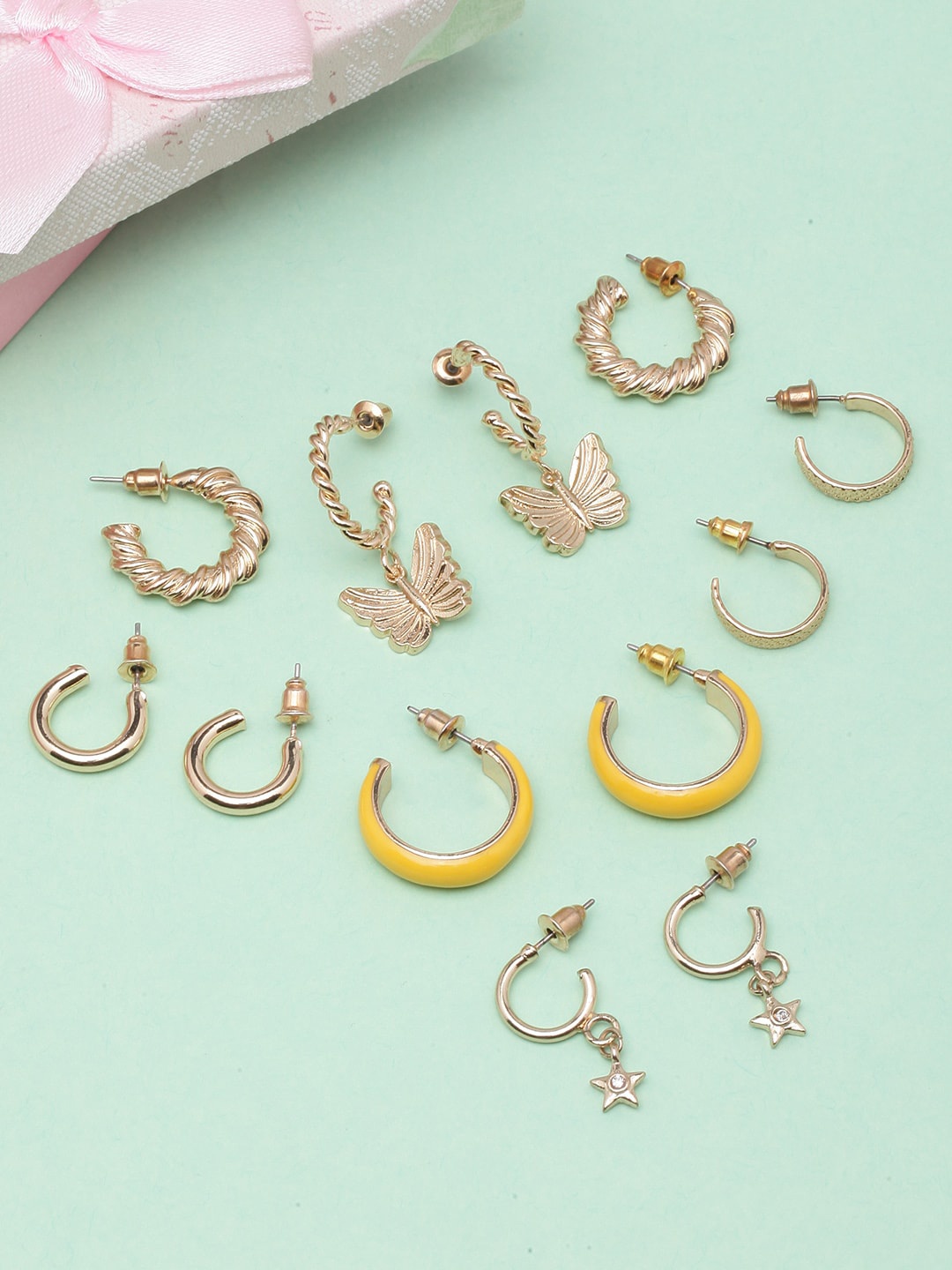 

Stylecast X KPOP Set Of 6 Gold-Plated Circular Half Hoop Earrings