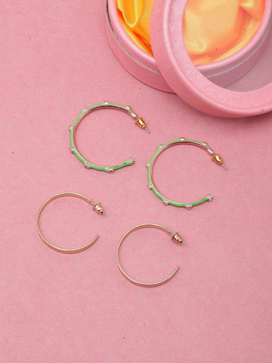 

Stylecast X KPOP Set Of 2 Gold-Plated Cubic Zirconia Contemporary Hoop Earrings