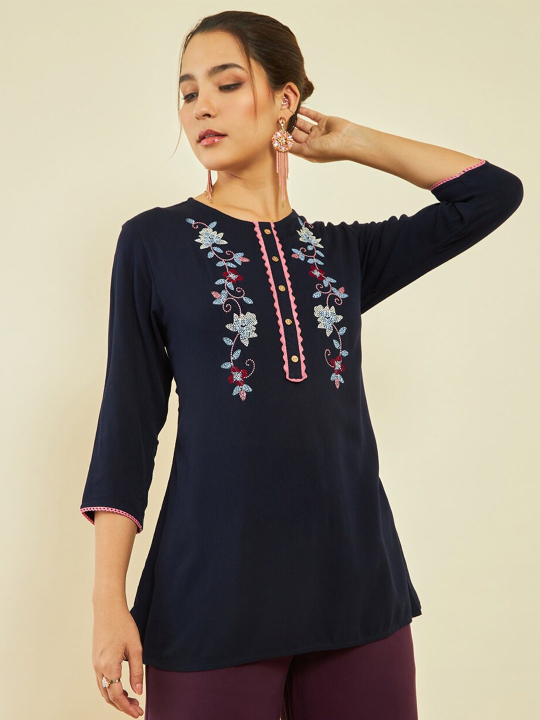 

Soch Embroidered Tunic, Navy blue