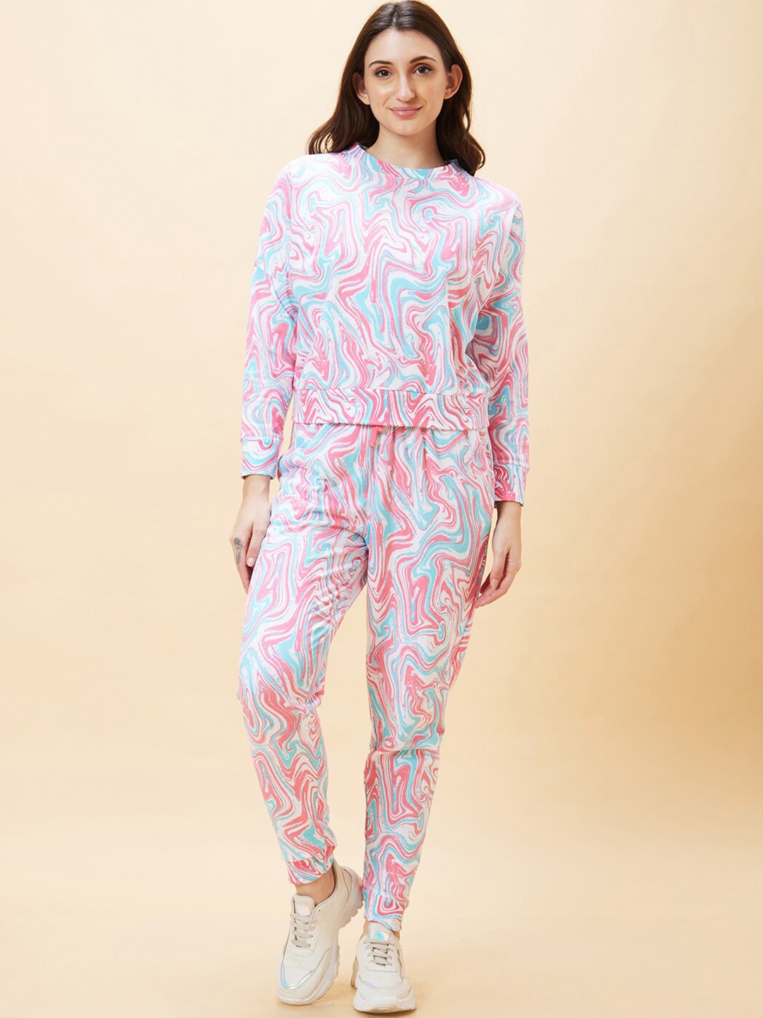 

Globus Marble Print Co-Ord Set with Sweatshirt & Joggers, Pink